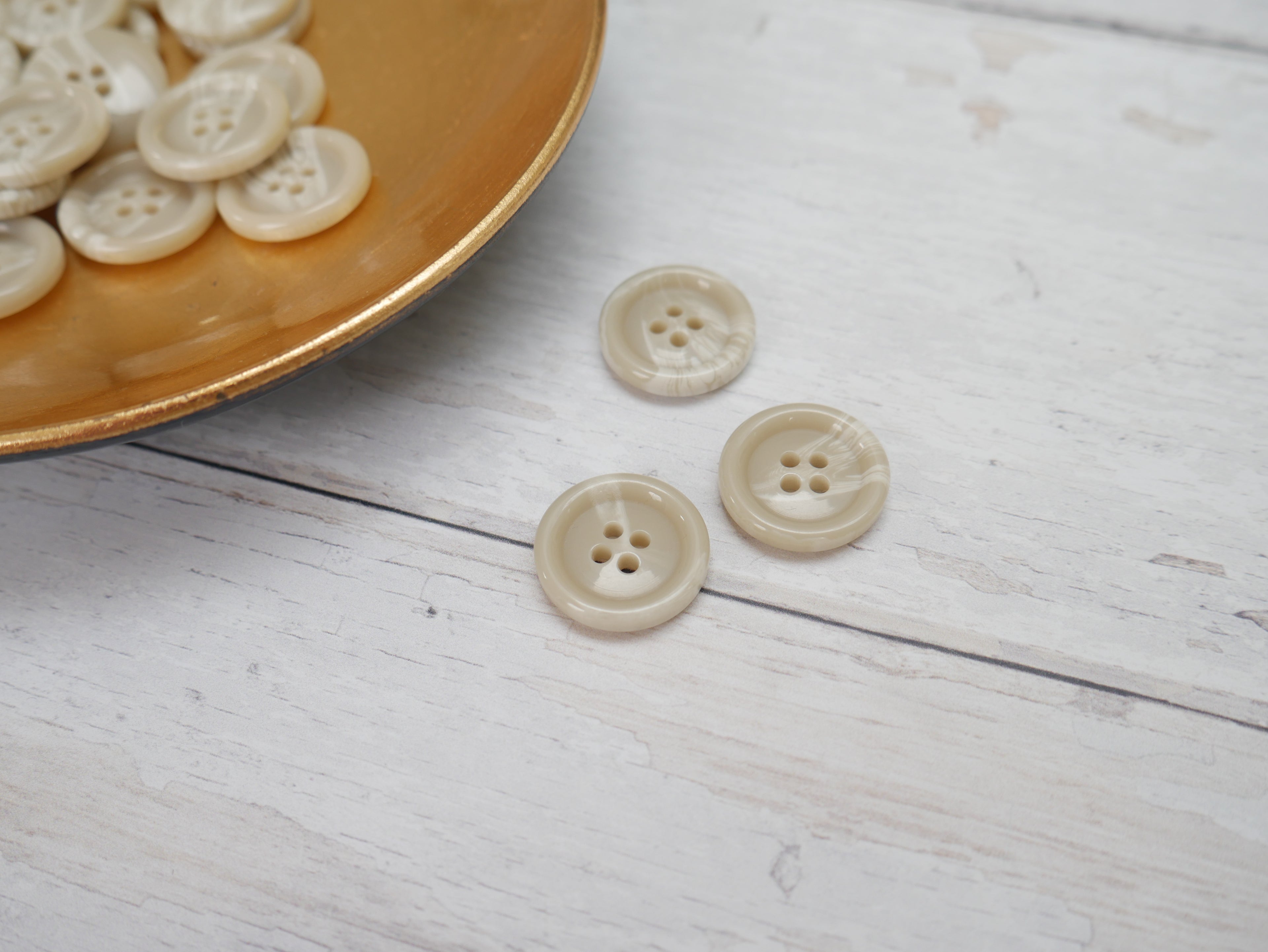 Variegated, 4-Hole, 20mm Button in Ecru-Button-Flying Bobbins Haberdashery