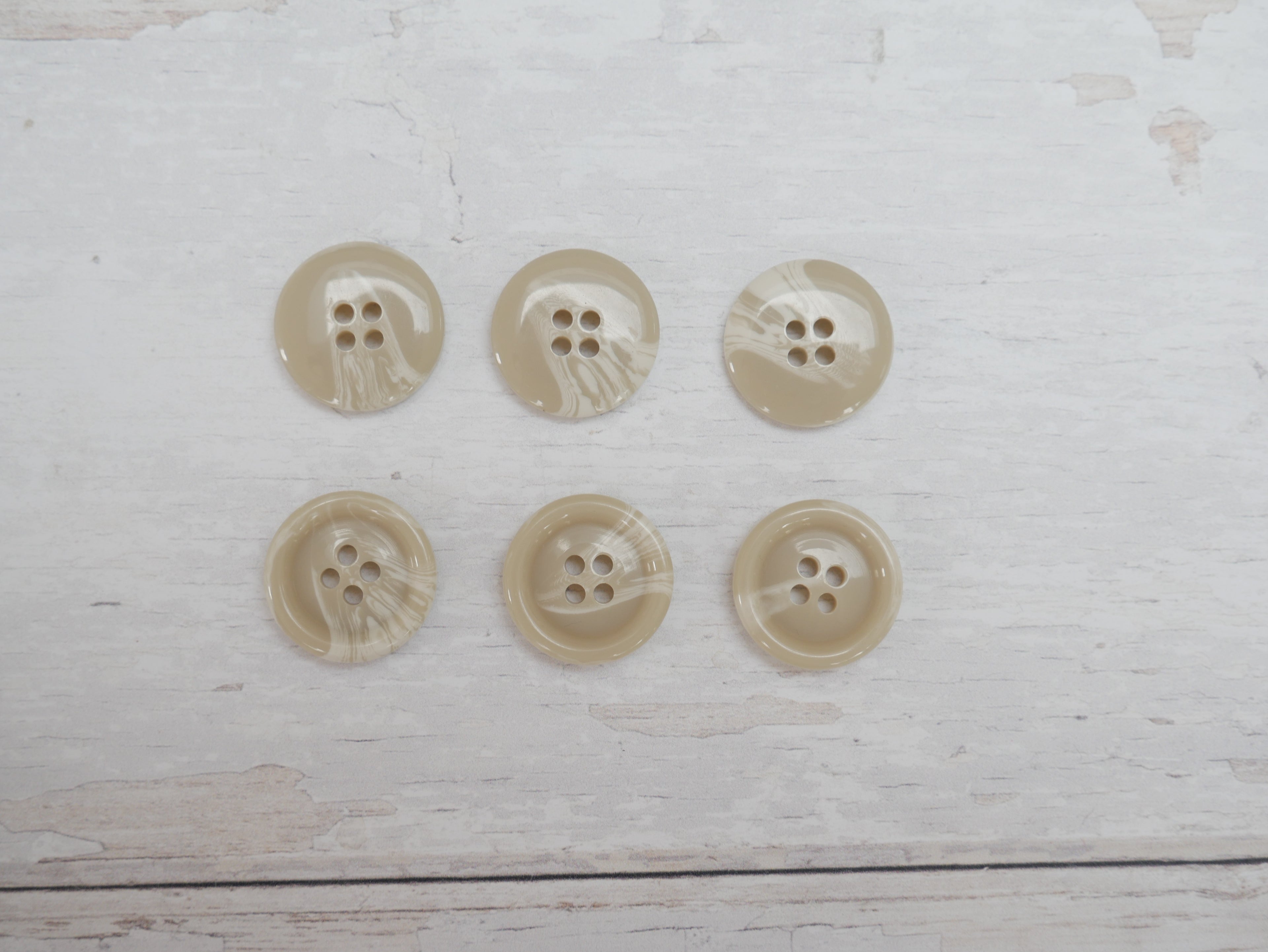 Variegated, 4-Hole, 20mm Button in Ecru-Button-Flying Bobbins Haberdashery