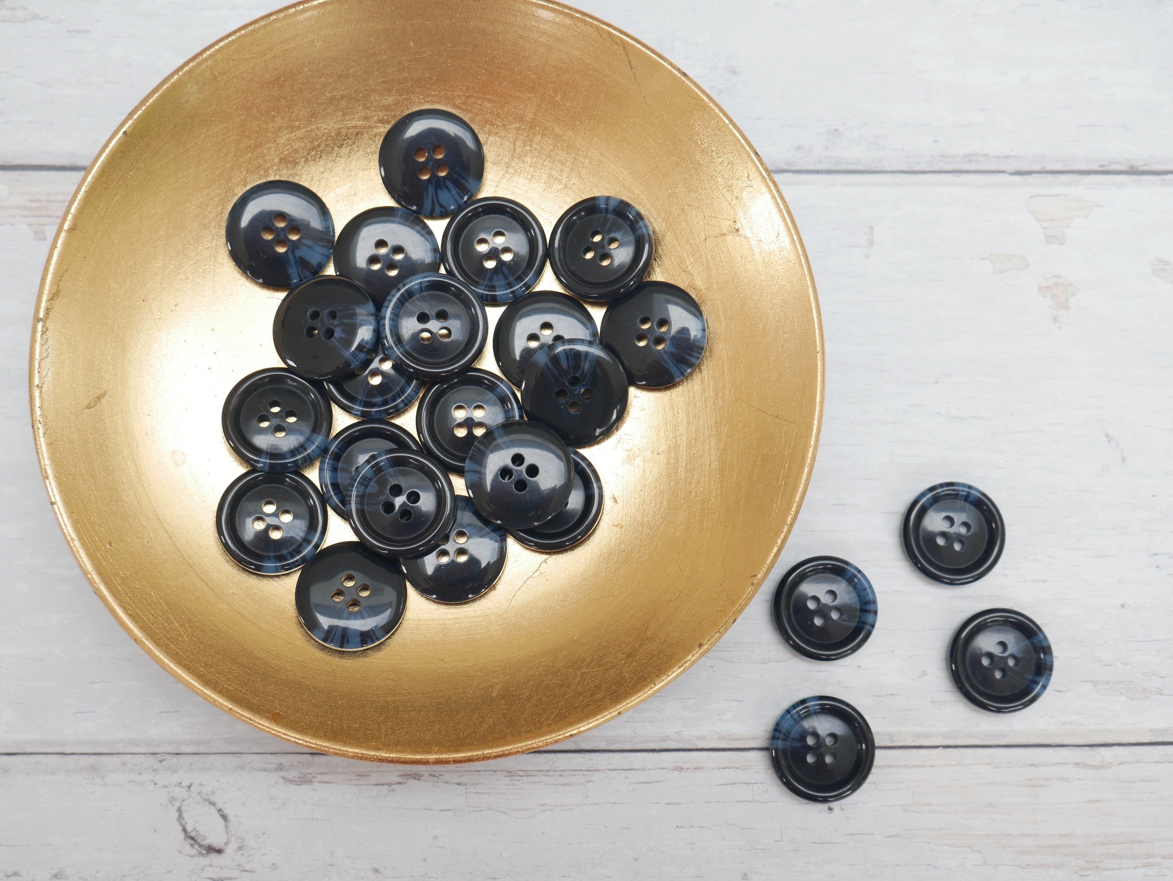 Variegated, 4-Hole, 20mm Button in Navy-Button-Flying Bobbins Haberdashery