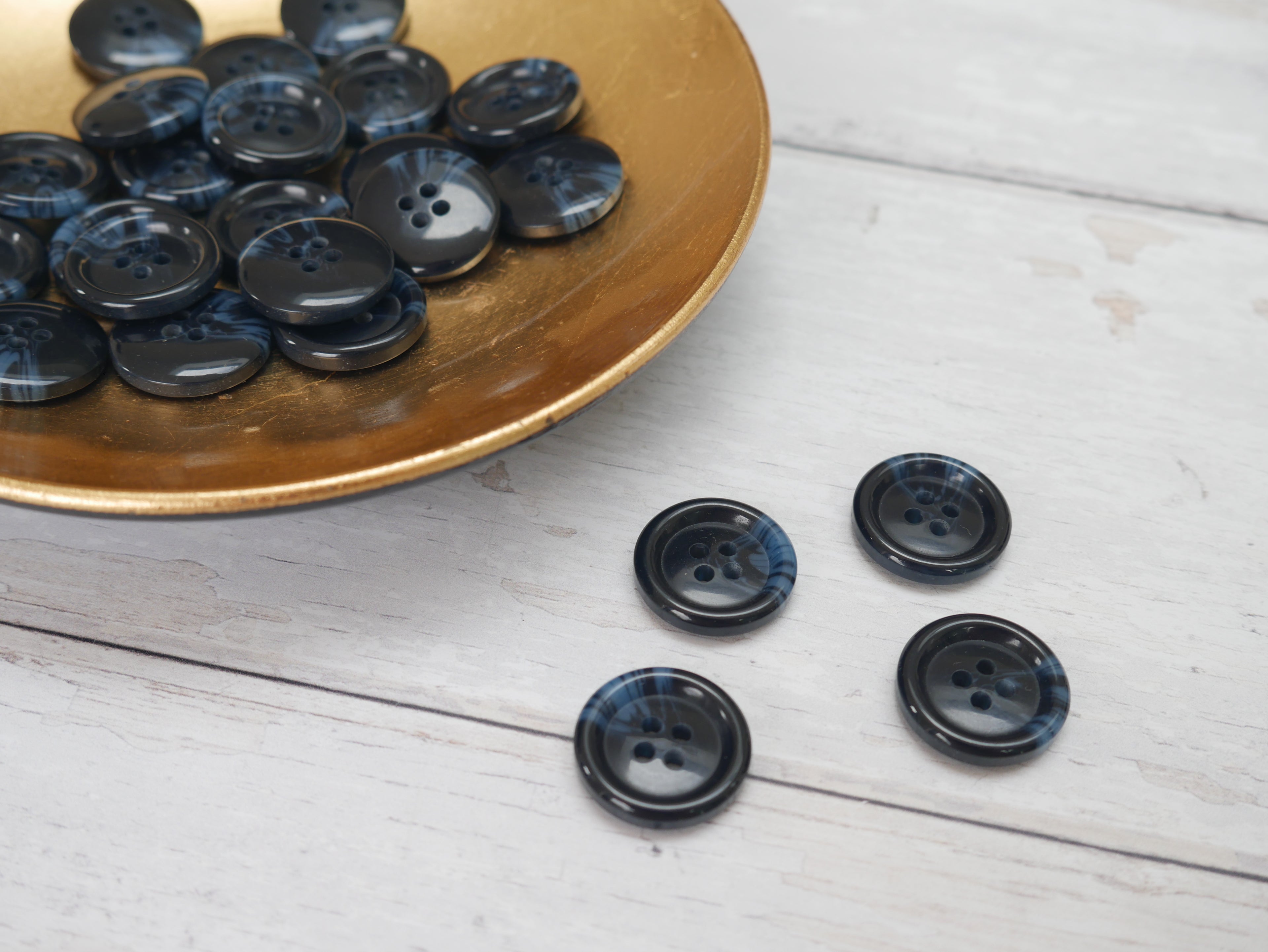 Variegated, 4-Hole, 20mm Button in Navy-Button-Flying Bobbins Haberdashery