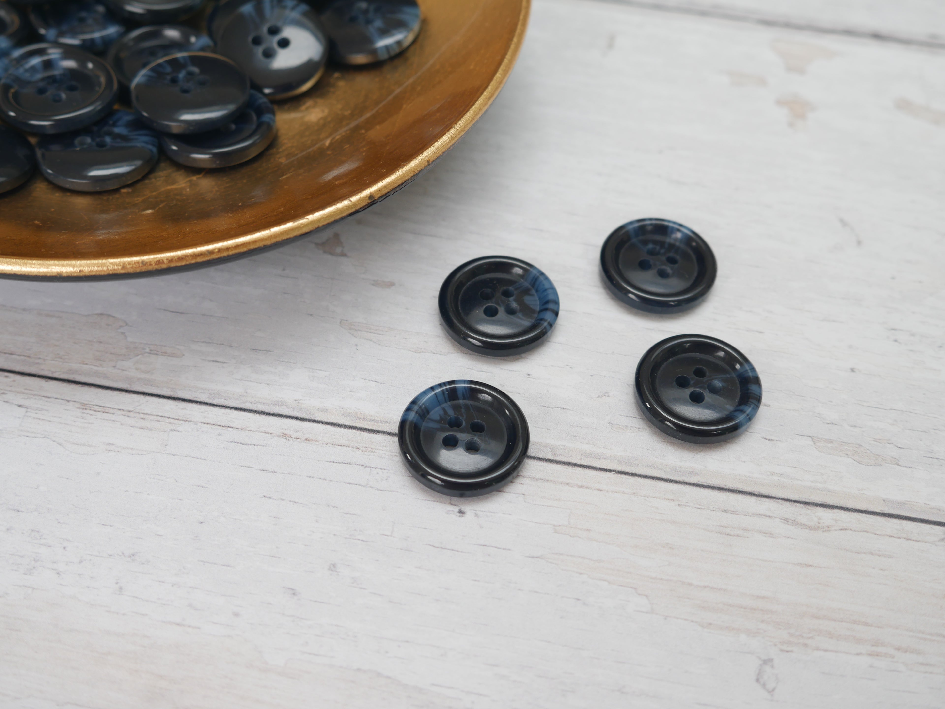 Variegated, 4-Hole, 20mm Button in Navy-Button-Flying Bobbins Haberdashery