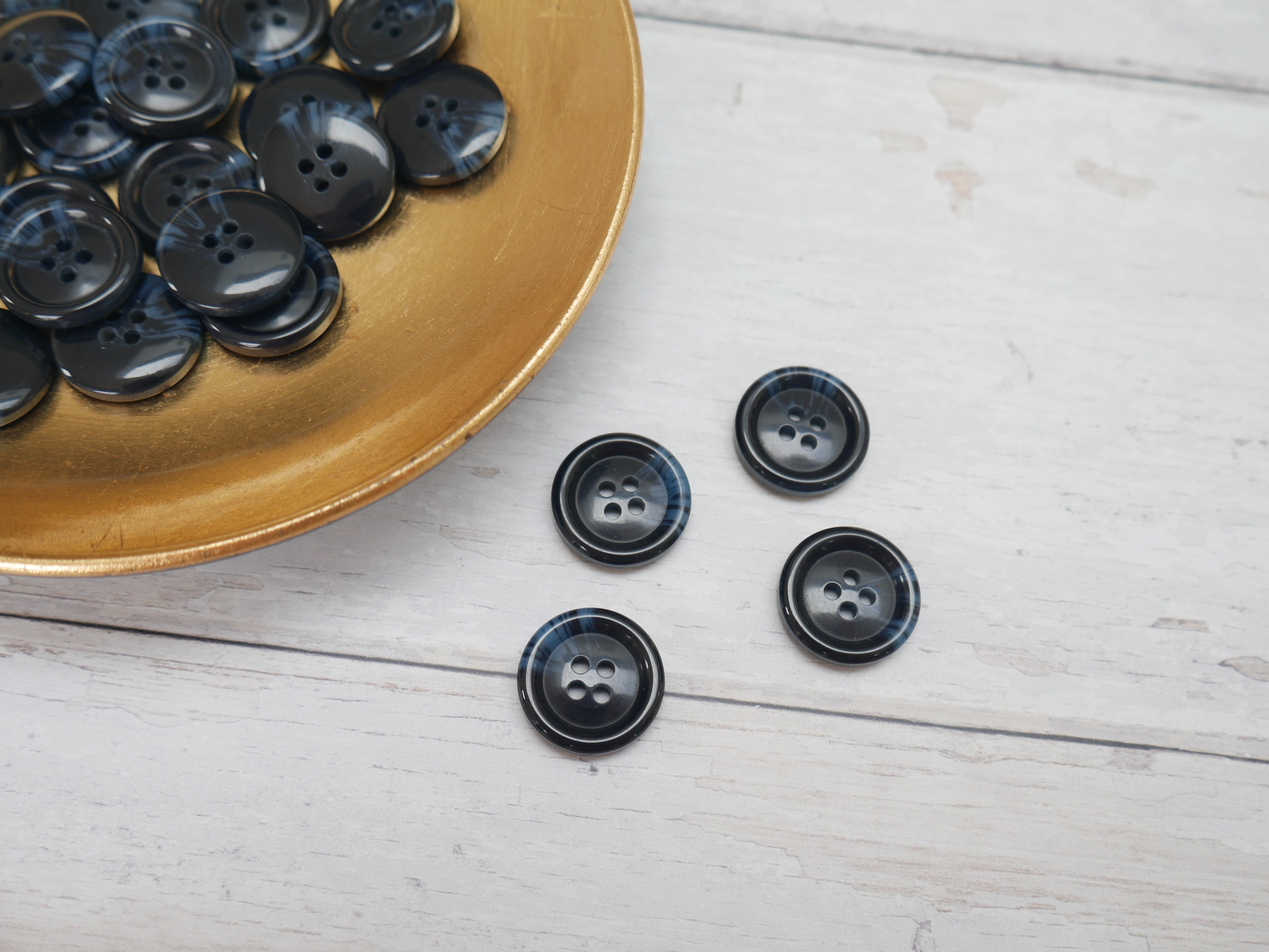 Variegated, 4-Hole, 20mm Button in Navy-Button-Flying Bobbins Haberdashery