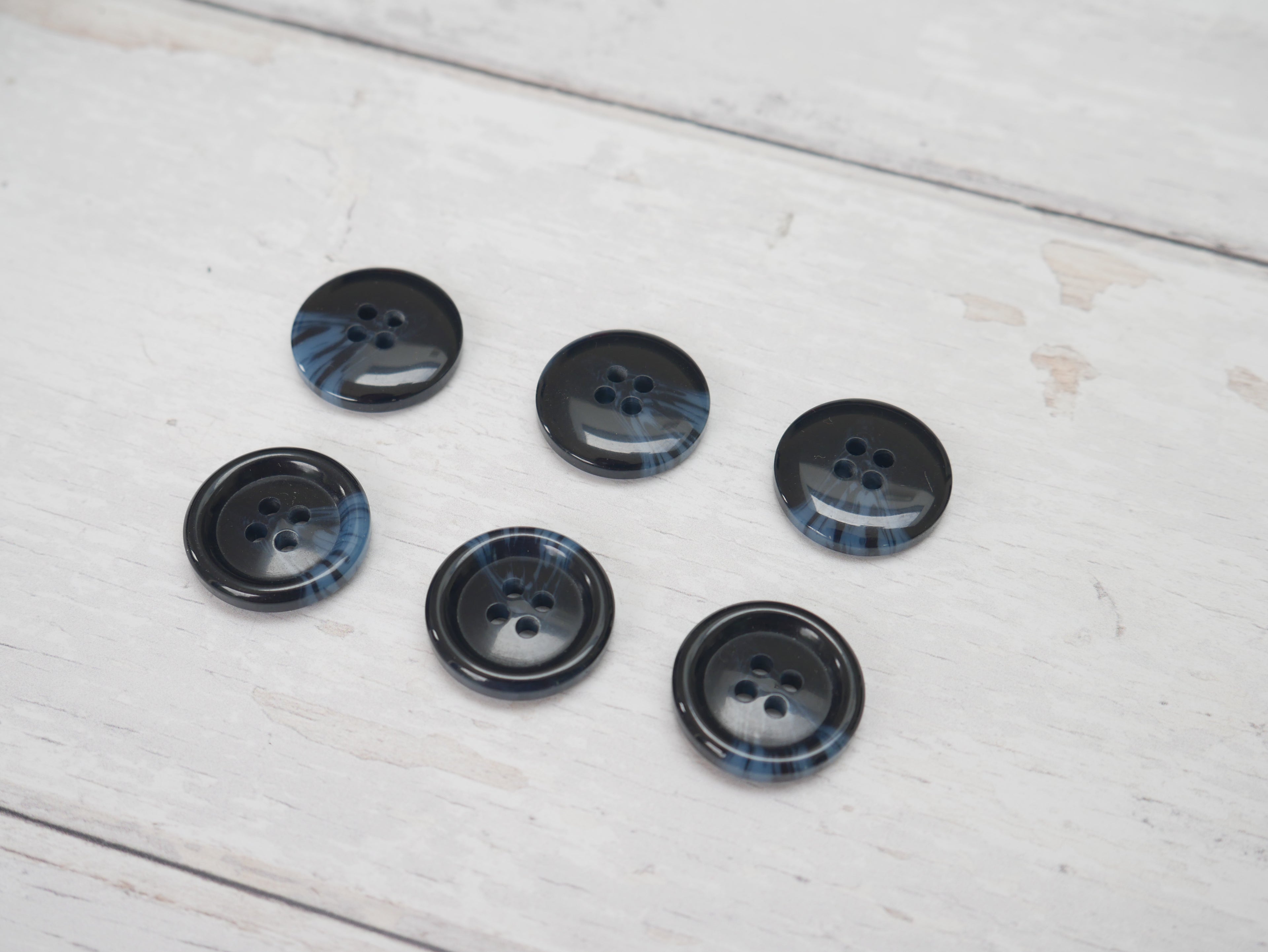 Variegated, 4-Hole, 20mm Button in Navy-Button-Flying Bobbins Haberdashery