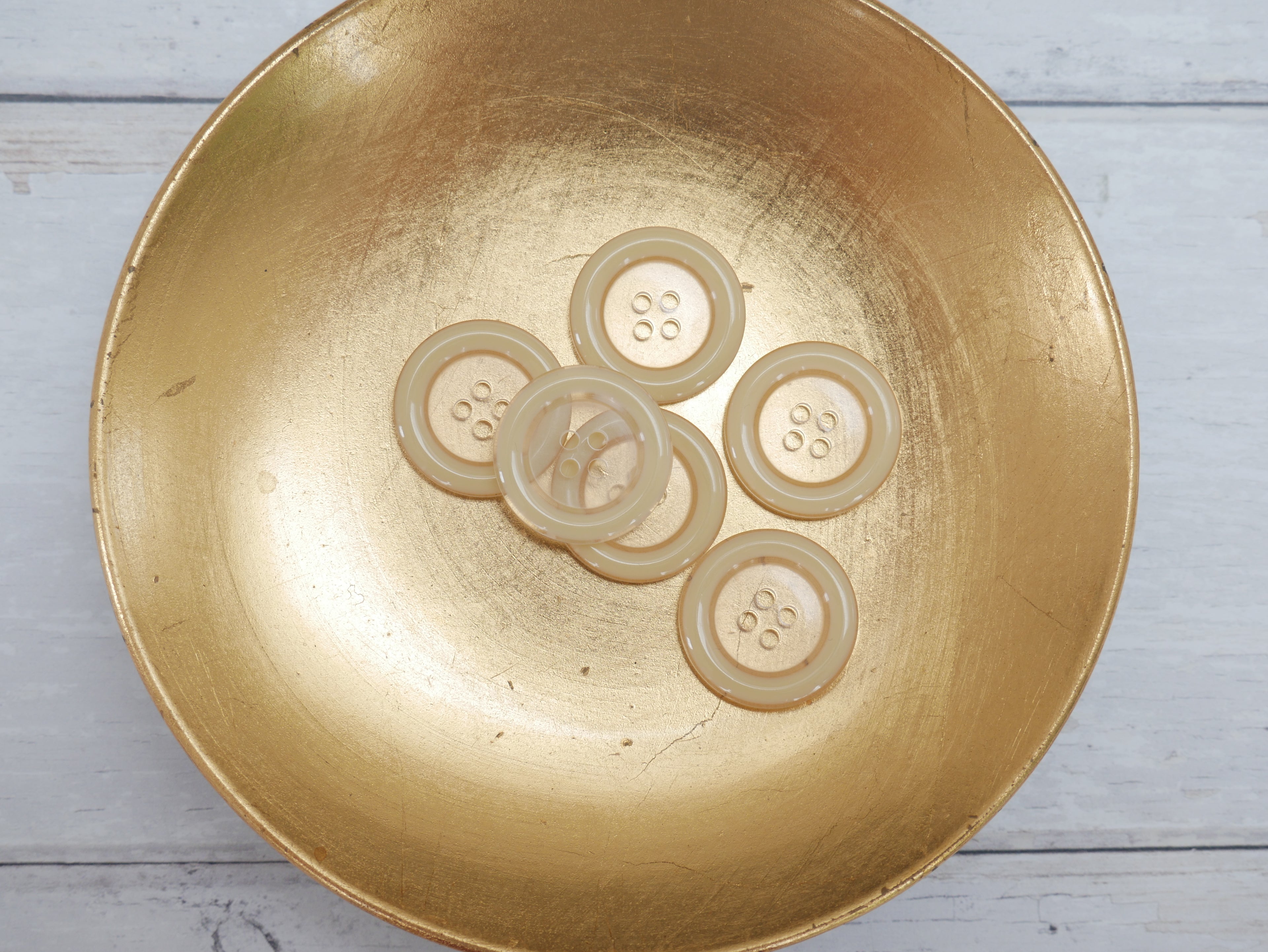 Clear, 25mm Coloured Rim 4-Hole Button in Cream-Button-Flying Bobbins Haberdashery