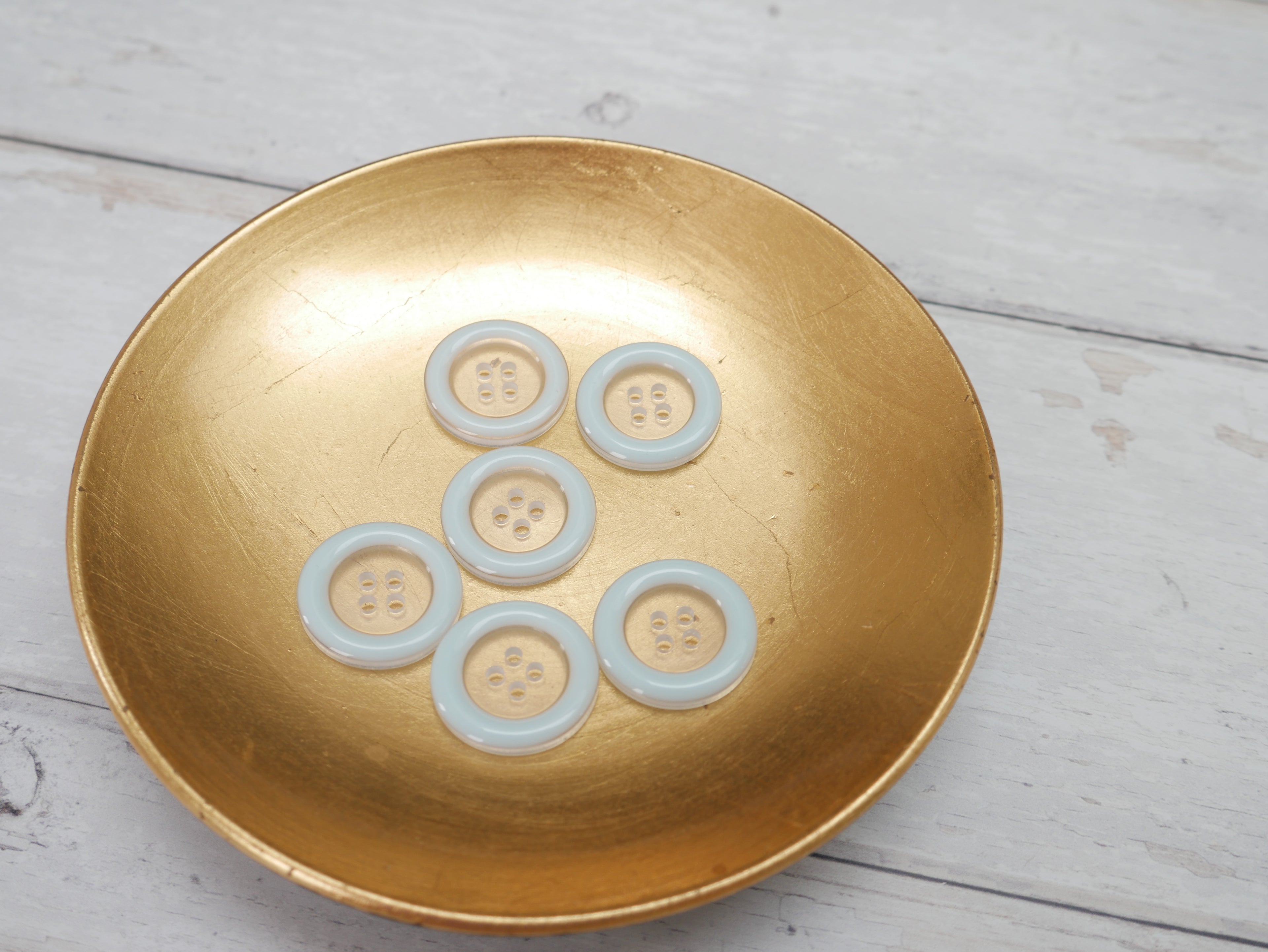 Clear, 25mm Coloured Rim 4-Hole Button in Blue-Button-Flying Bobbins Haberdashery