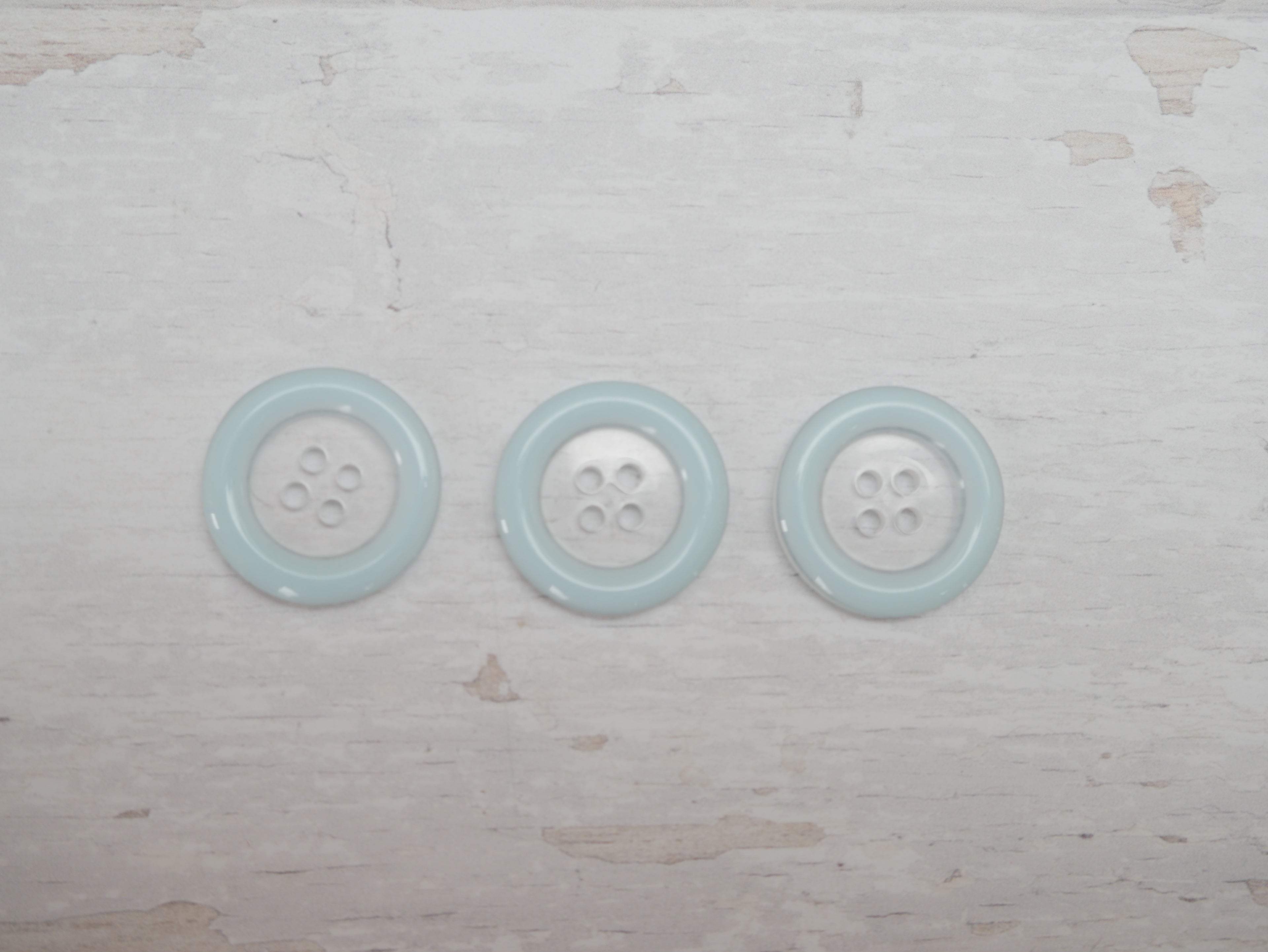 Clear, 25mm Coloured Rim 4-Hole Button in Blue-Button-Flying Bobbins Haberdashery