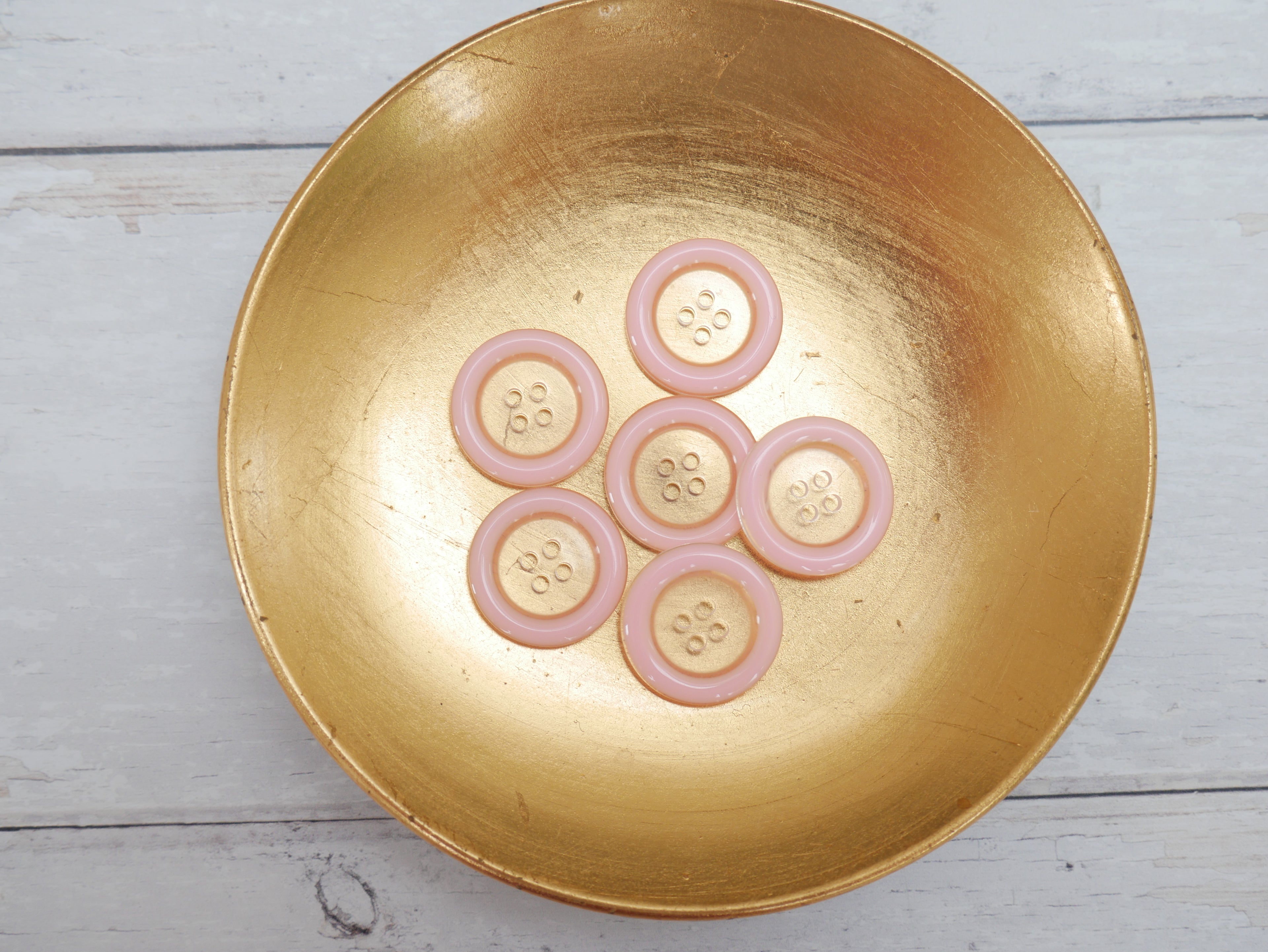 Clear, 25mm Coloured Rim 4-Hole Button in Pink-Button-Flying Bobbins Haberdashery