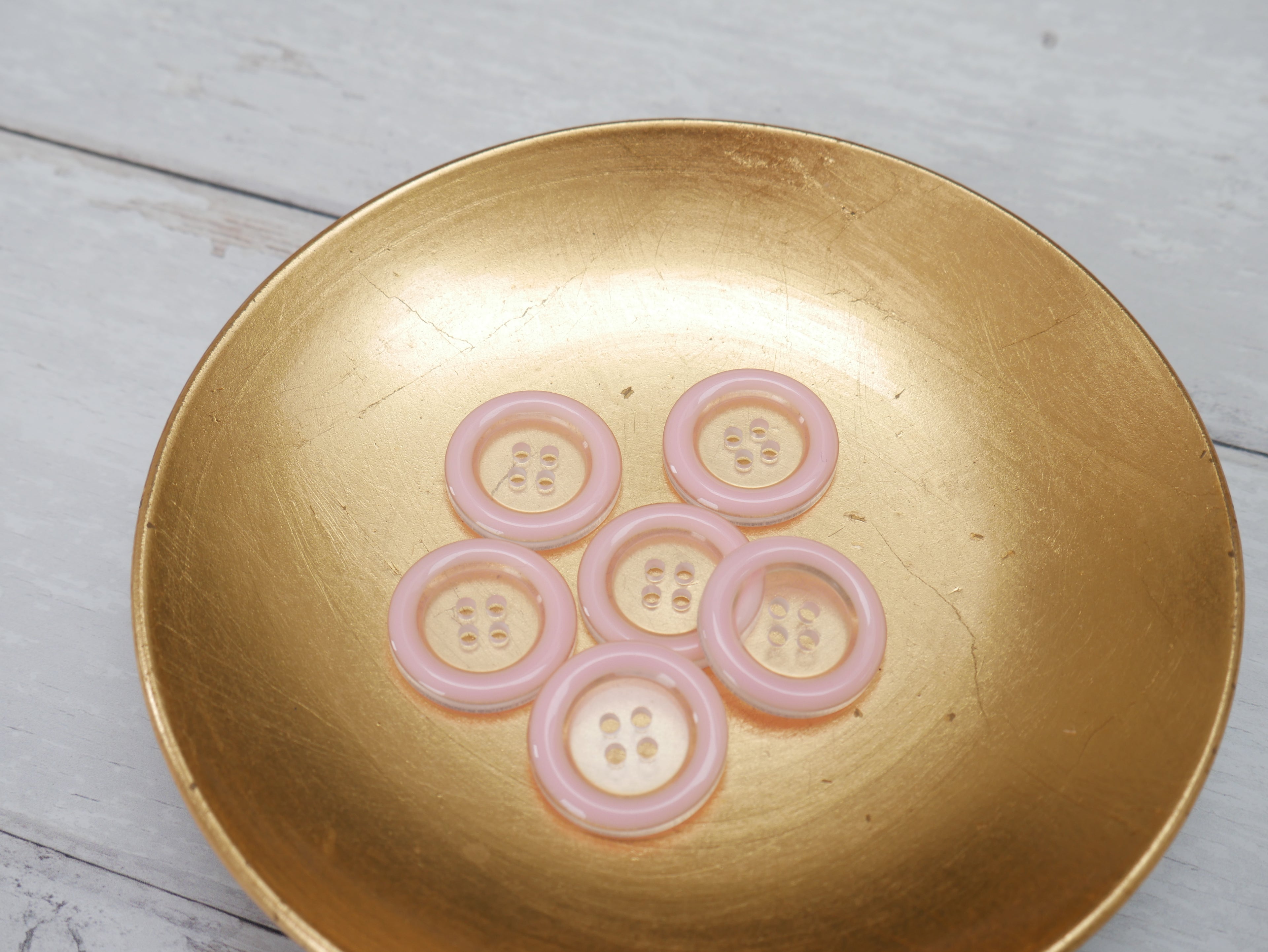Clear, 25mm Coloured Rim 4-Hole Button in Pink-Button-Flying Bobbins Haberdashery