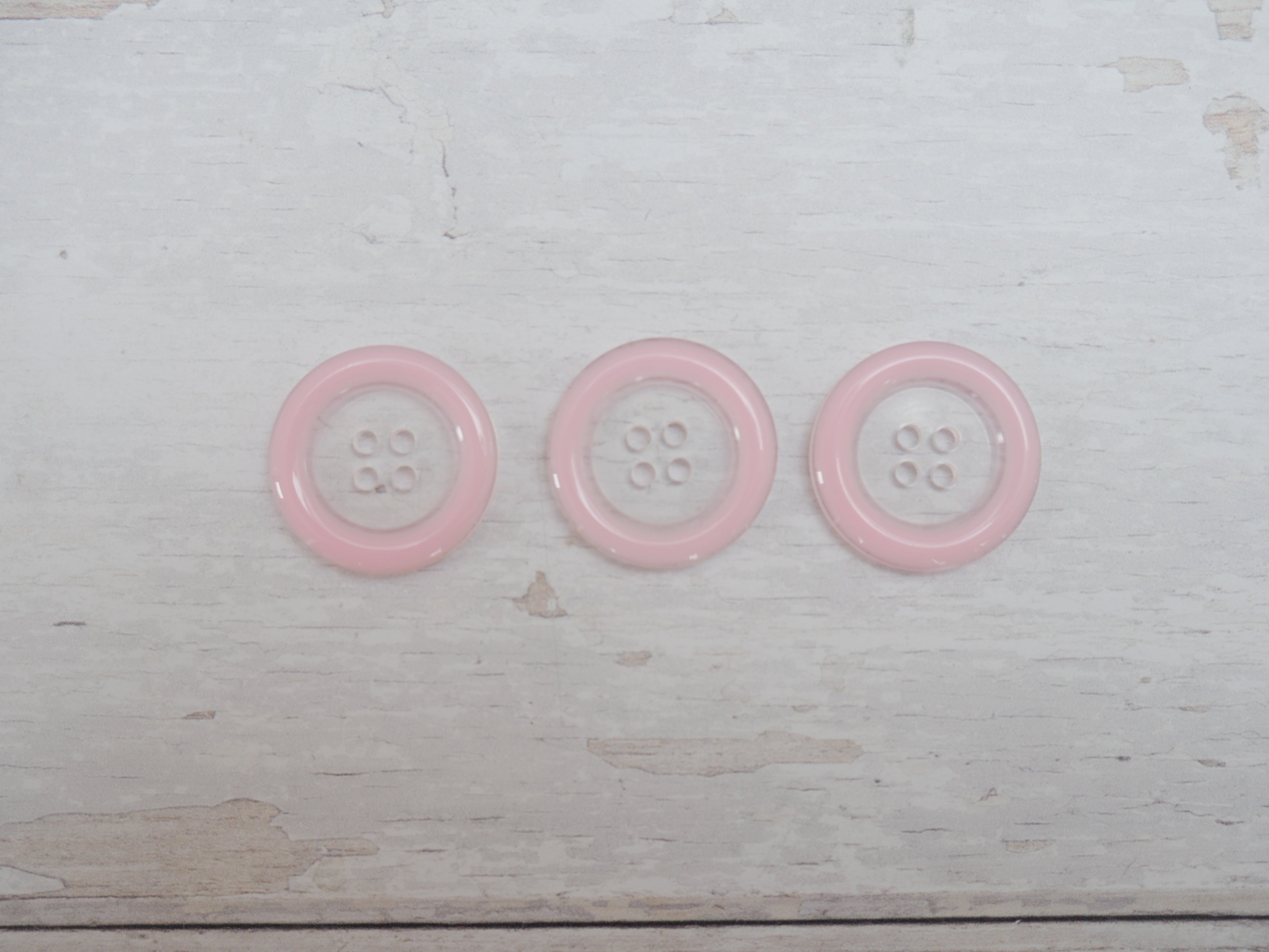 Clear, 25mm Coloured Rim 4-Hole Button in Pink-Button-Flying Bobbins Haberdashery