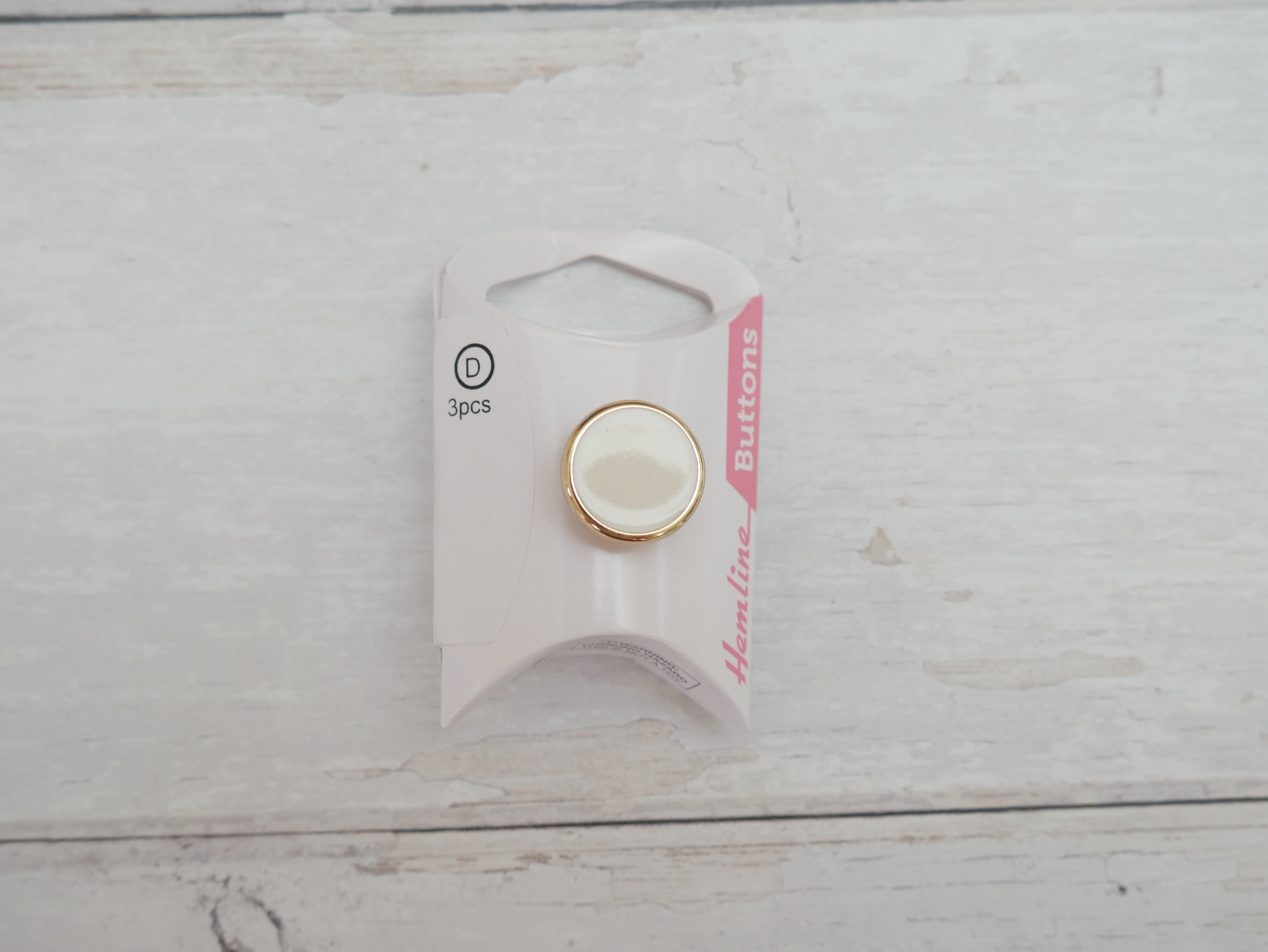 Hemline, Pack of 3 x 17.5mm Enamel Buttons - Ivory-Button-Flying Bobbins Haberdashery