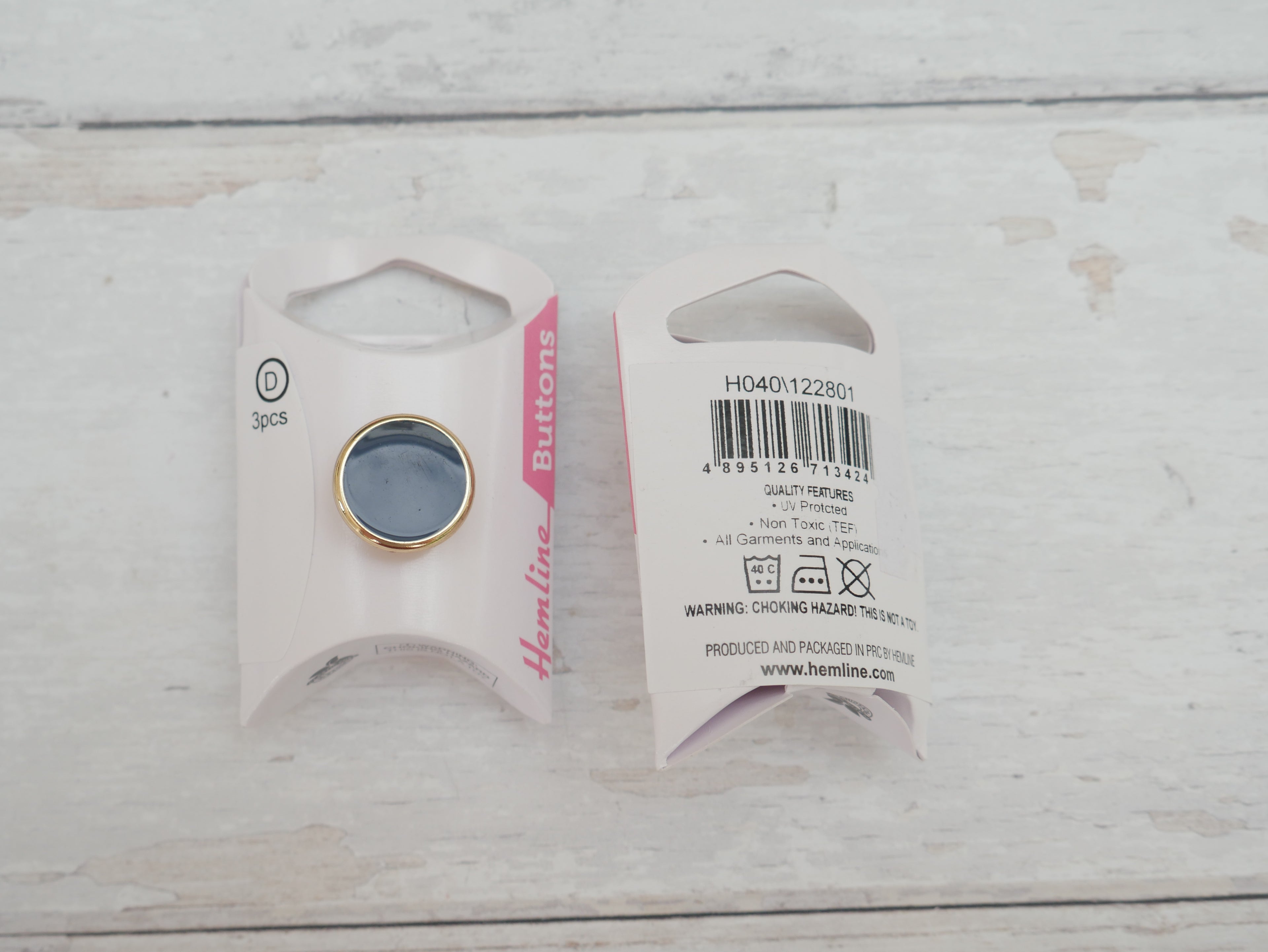 Hemline, Pack of 3 x 17.5mm Enamel Buttons - Navy-Button-Flying Bobbins Haberdashery