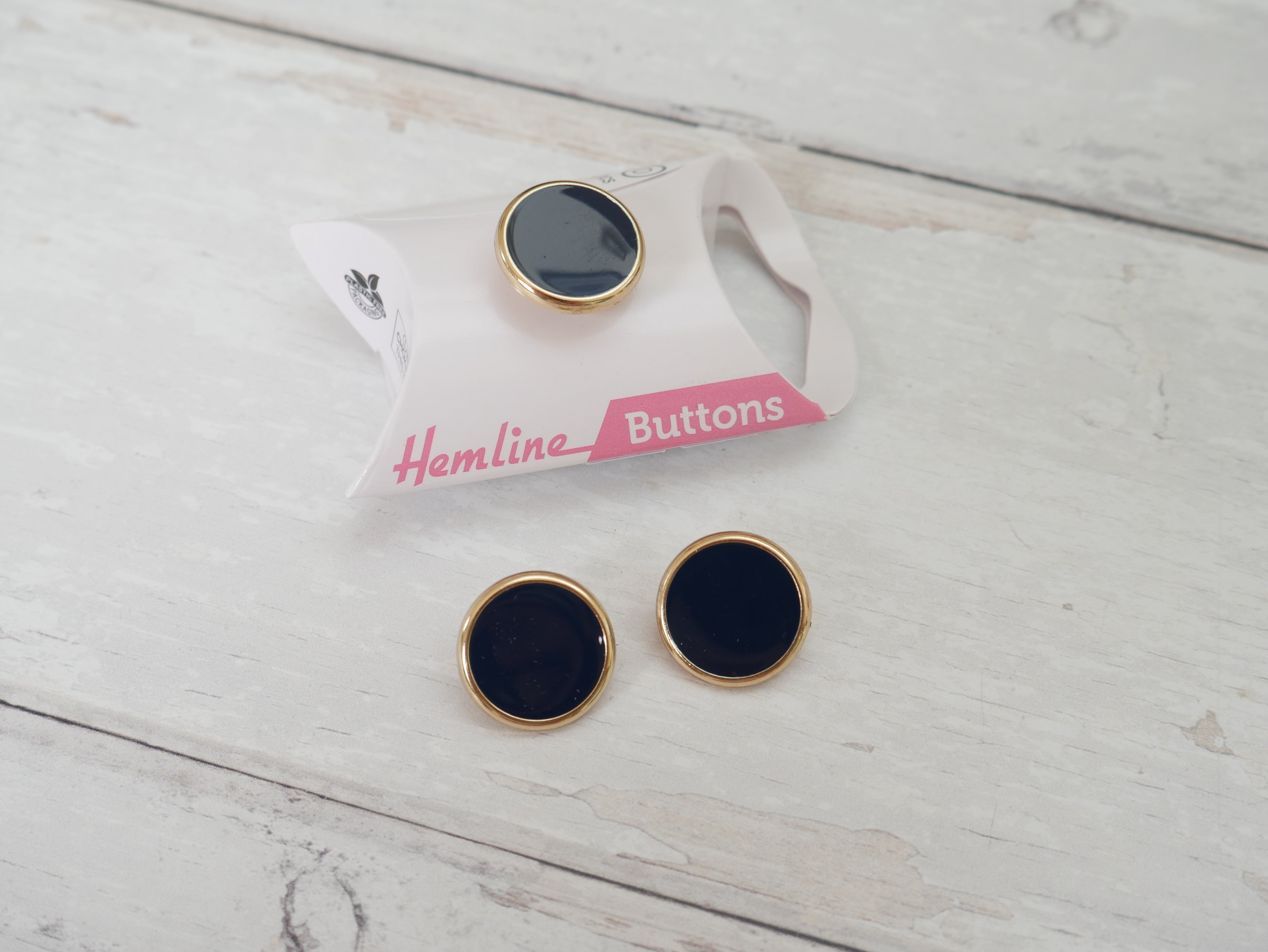 Hemline, Pack of 3 x 17.5mm Enamel Buttons - Navy-Button-Flying Bobbins Haberdashery