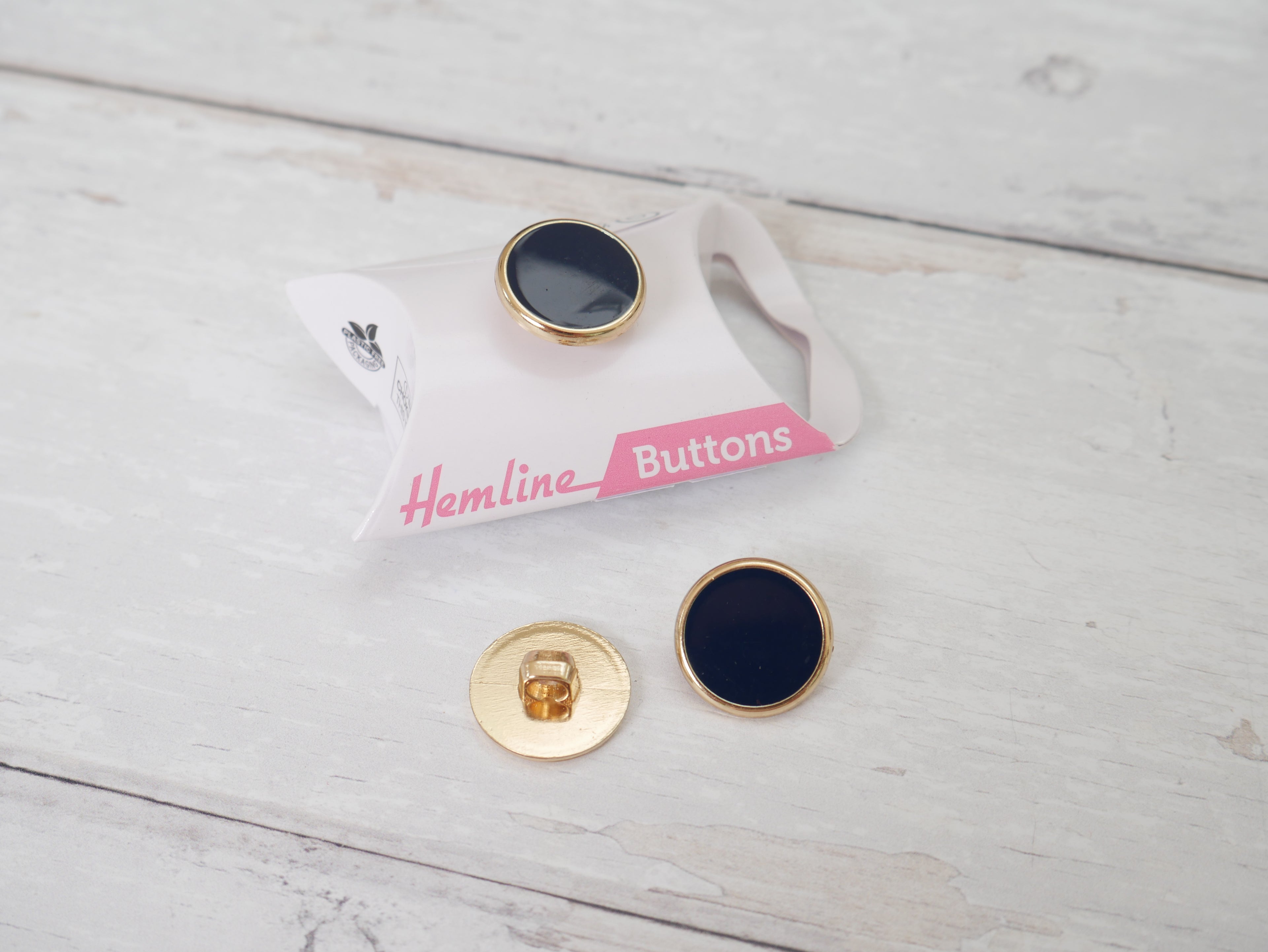 Hemline, Pack of 3 x 17.5mm Enamel Buttons - Navy-Button-Flying Bobbins Haberdashery