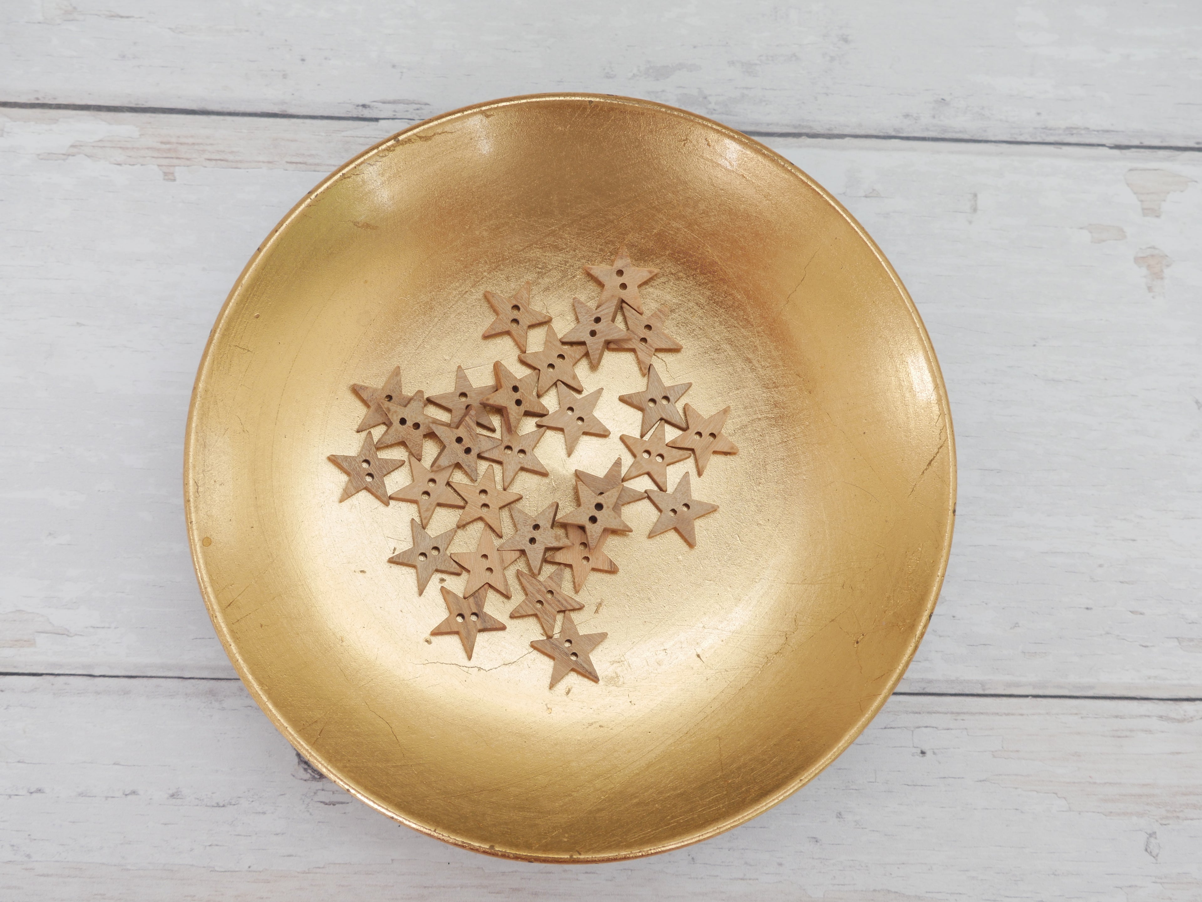 Wooden Mini Star Button, 14mm-Button-Flying Bobbins Haberdashery