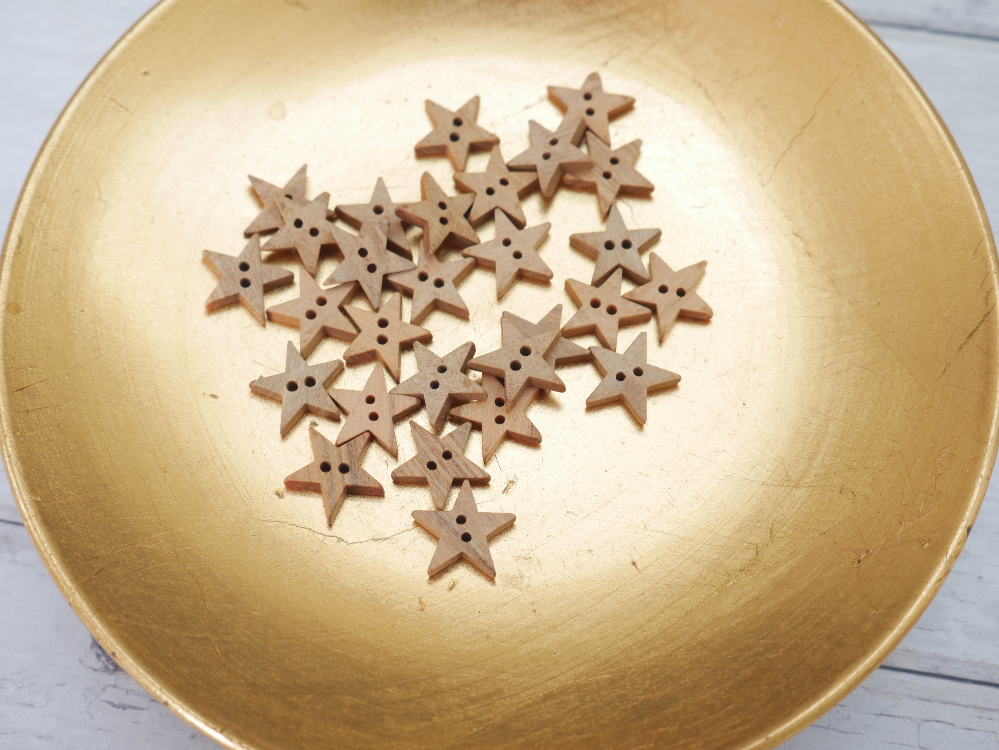Wooden Mini Star Button, 14mm-Button-Flying Bobbins Haberdashery