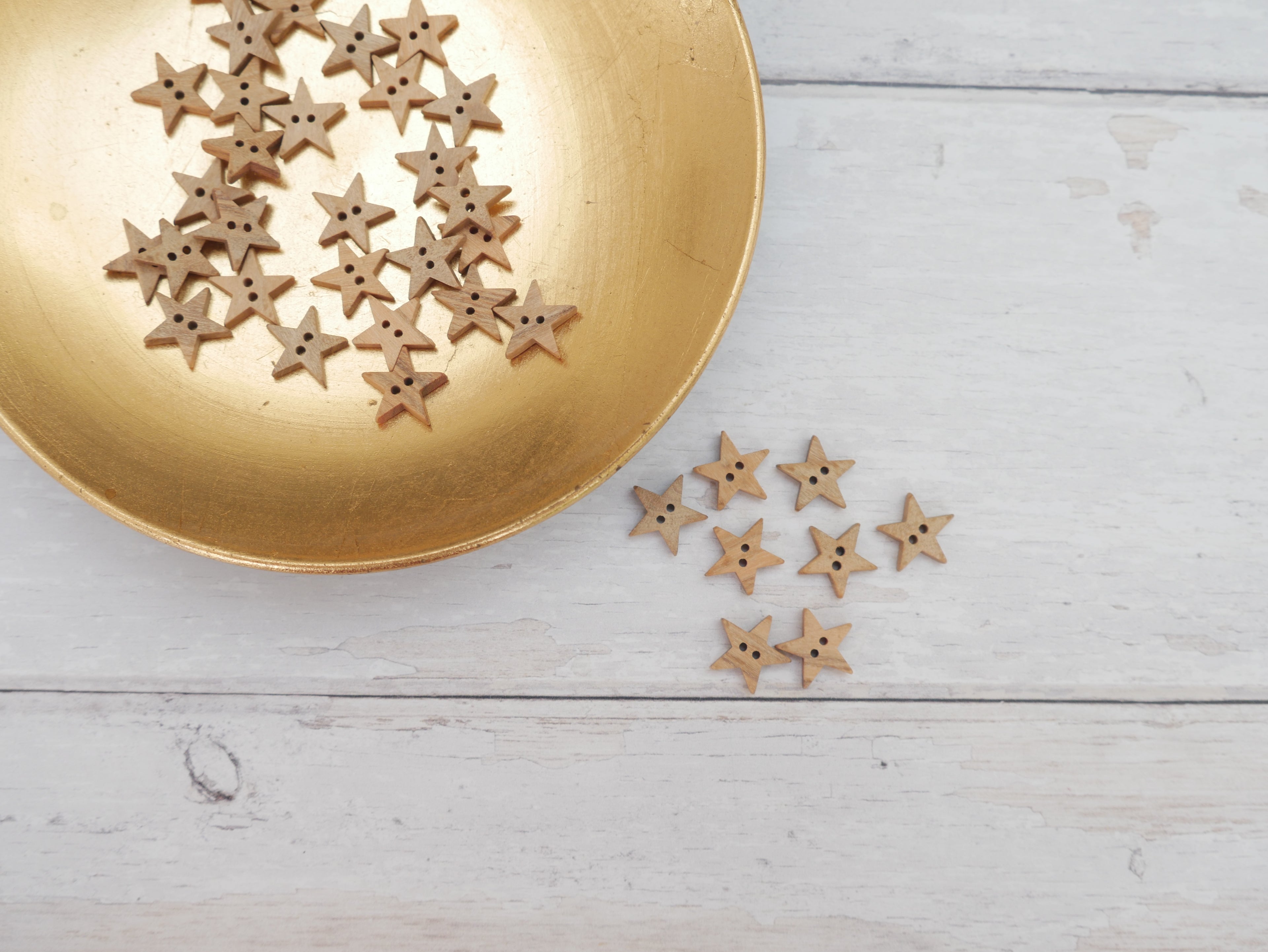 Wooden Mini Star Button, 14mm-Button-Flying Bobbins Haberdashery