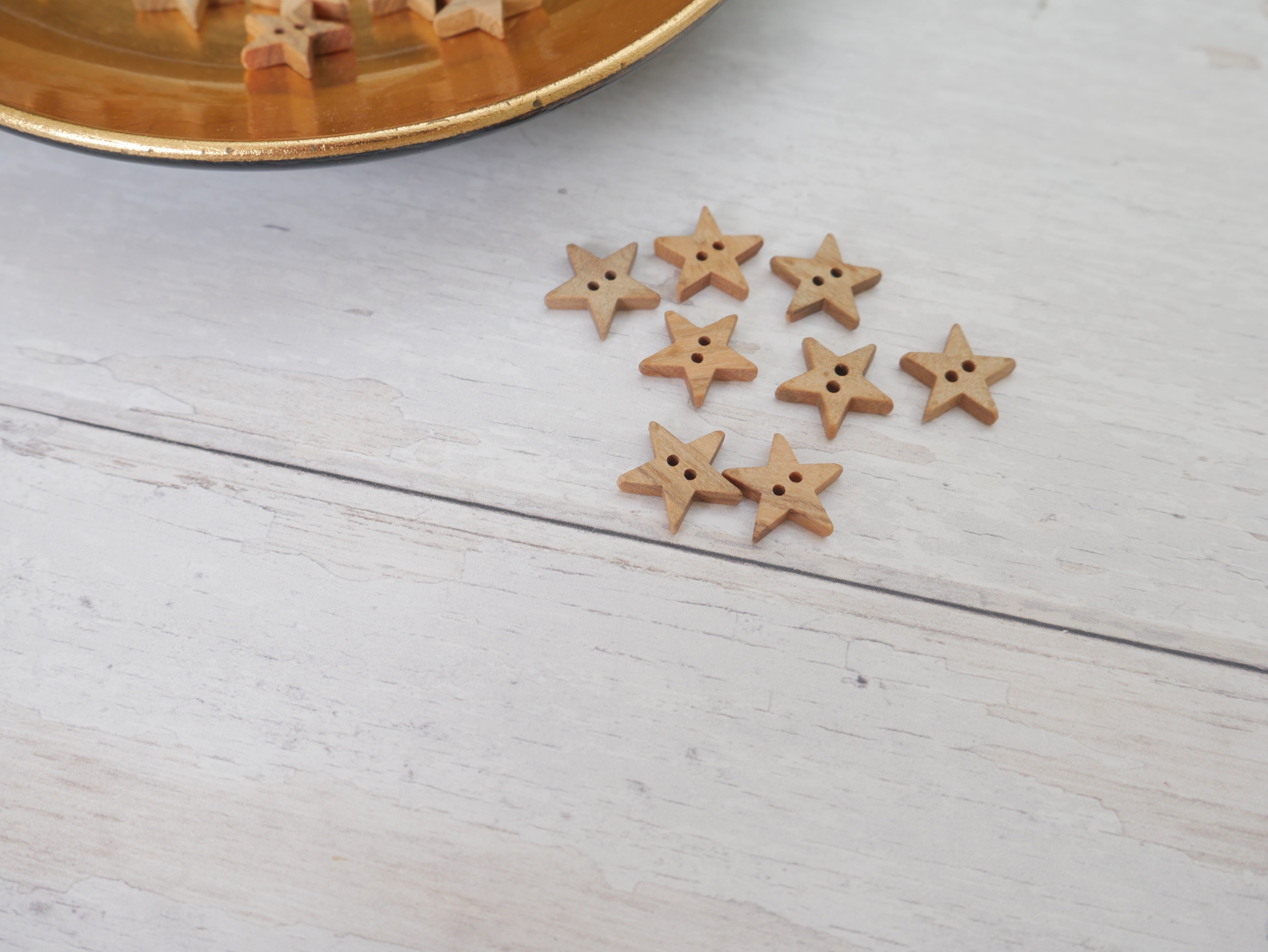 Wooden Mini Star Button, 14mm-Button-Flying Bobbins Haberdashery