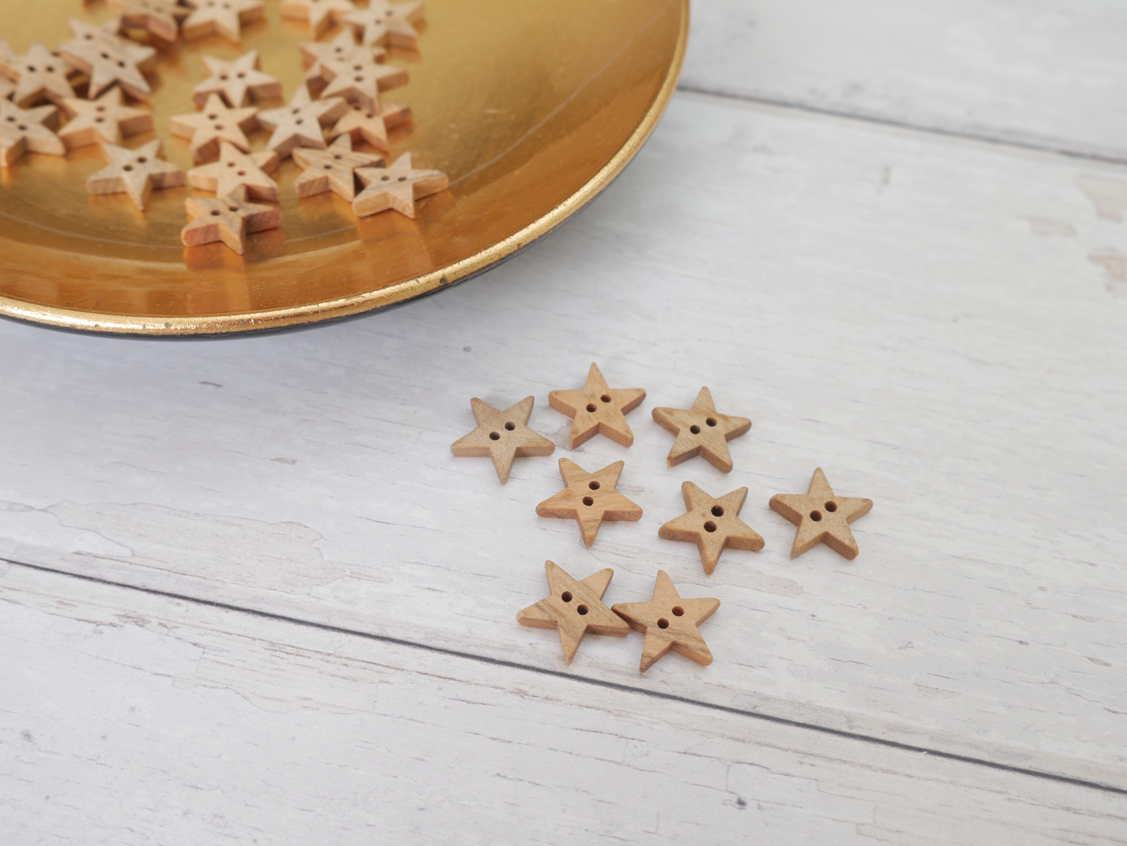 Wooden Mini Star Button, 14mm-Button-Flying Bobbins Haberdashery