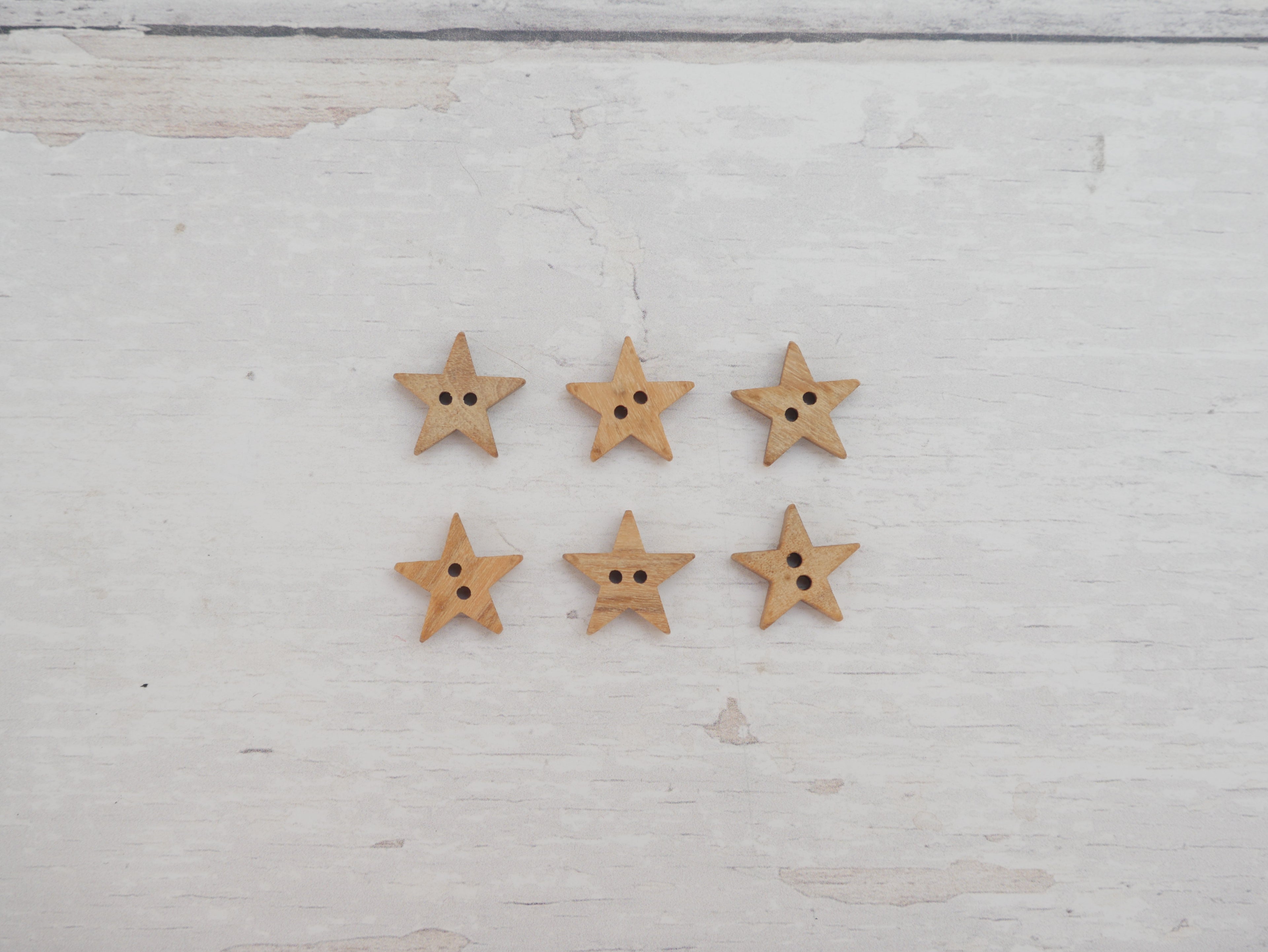 Wooden Mini Star Button, 14mm-Button-Flying Bobbins Haberdashery