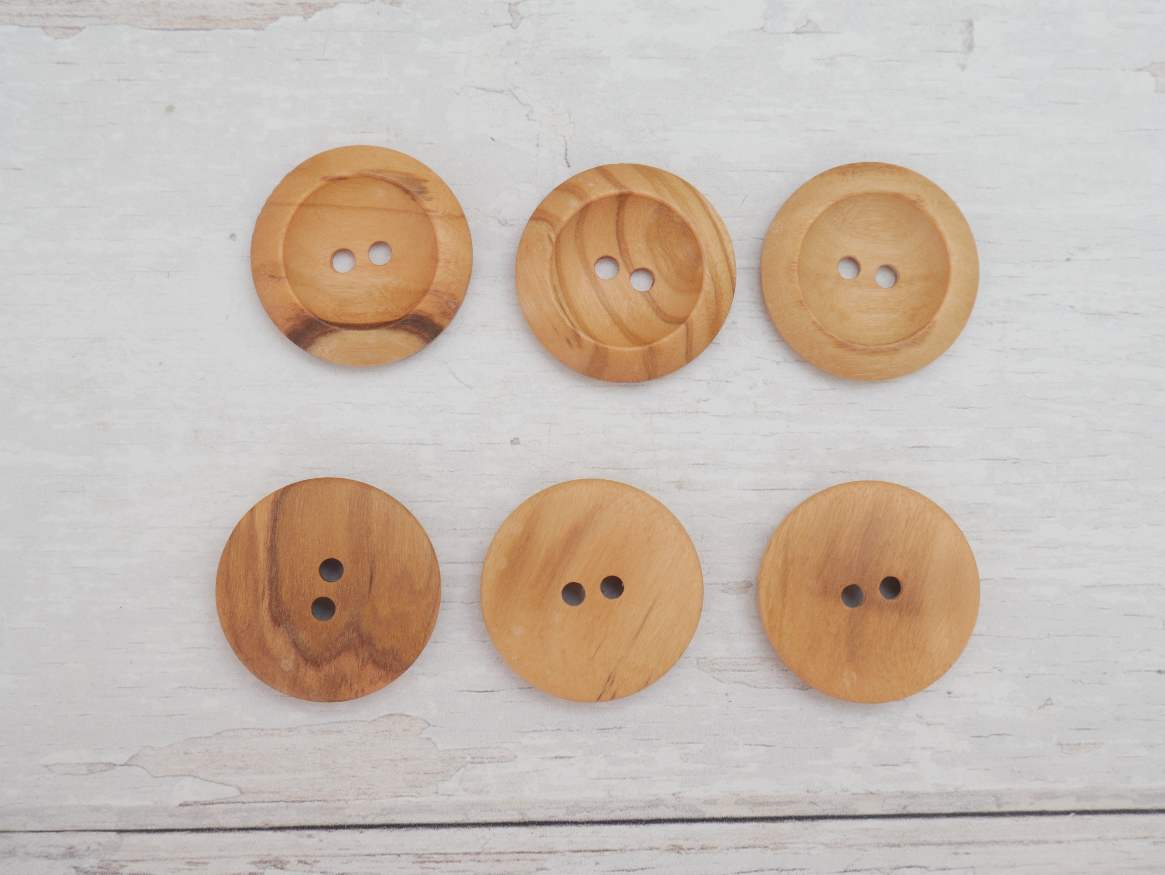 Wooden Buttons, 28mm, 2-Hole-Button-Flying Bobbins Haberdashery