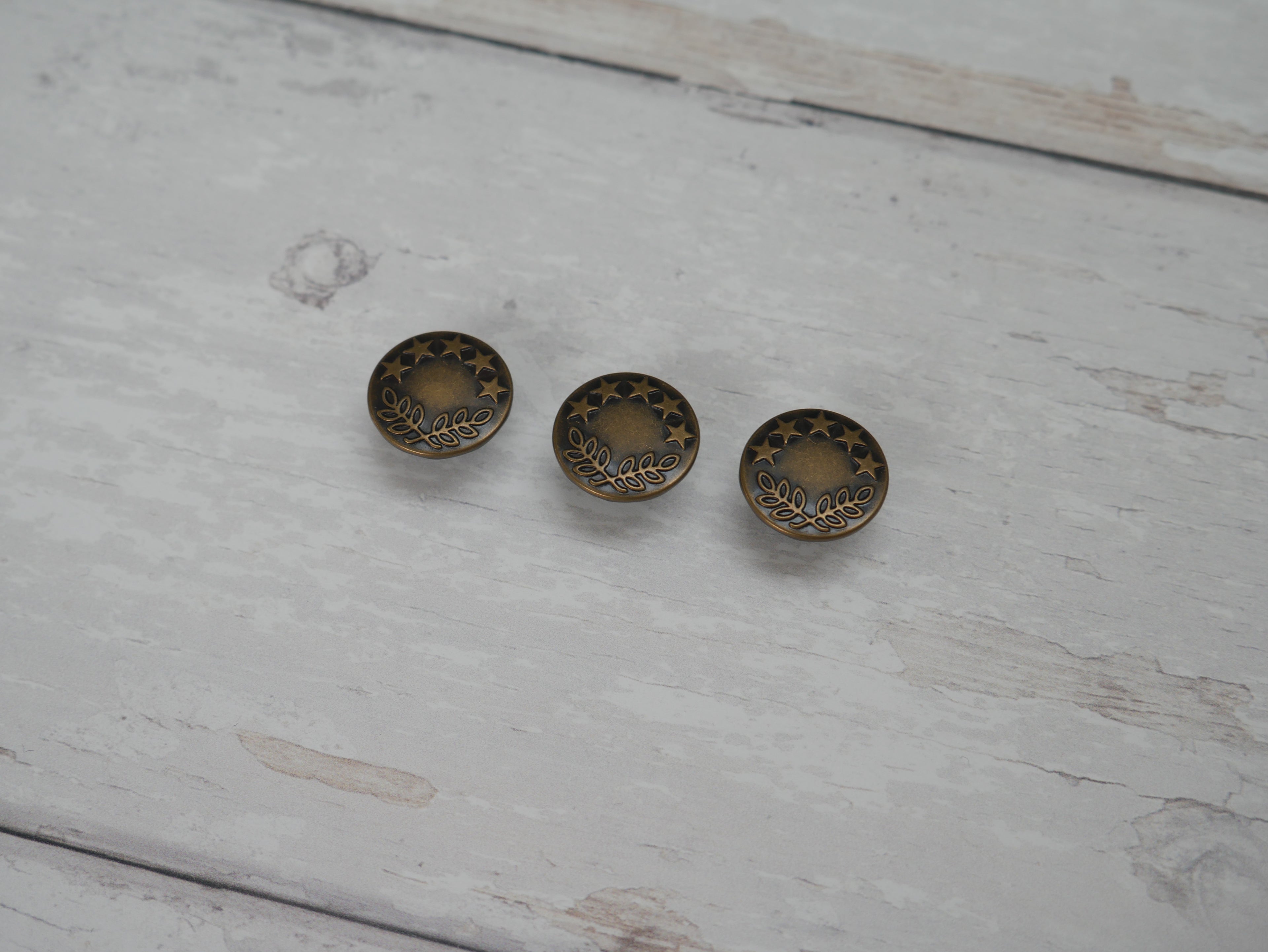 Jeans Buttons, 17mm in Antique Brass-Jeans Buttons-Flying Bobbins Haberdashery