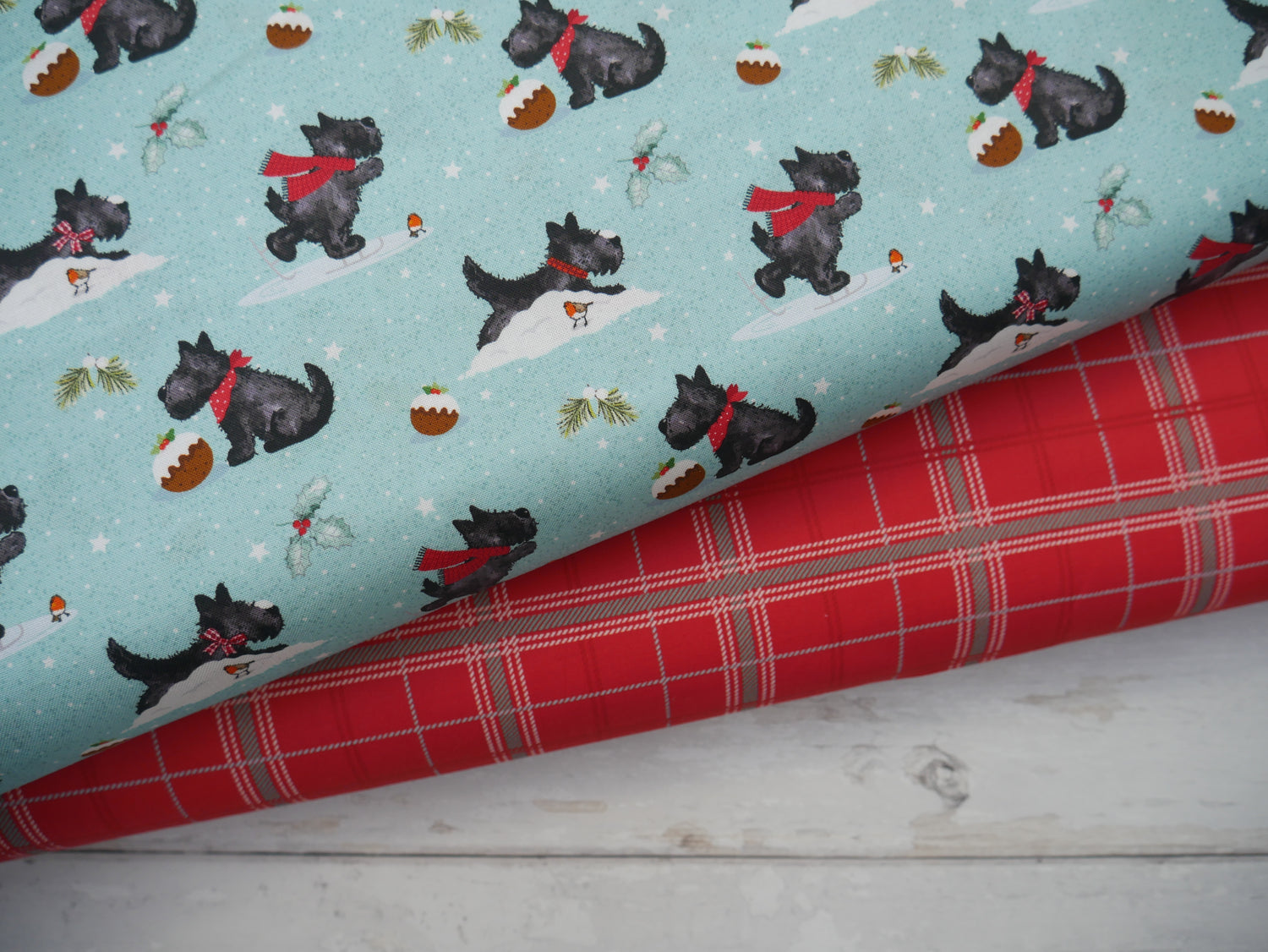 Frosty Paws Printed Cotton, Tartan, £8.40 p/m-Cotton Fabric-Flying Bobbins Haberdashery