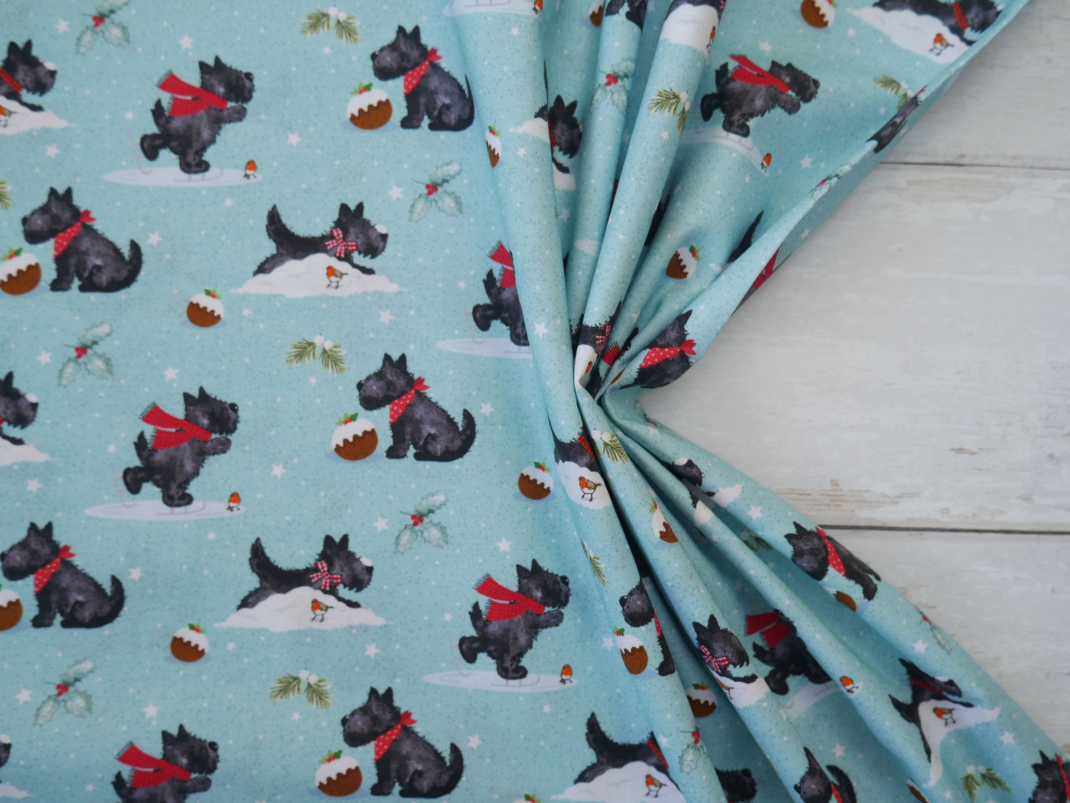 Frosty Paws Printed Cotton, Scottie Fun, £8.40 p/m-Cotton Fabric-Flying Bobbins Haberdashery