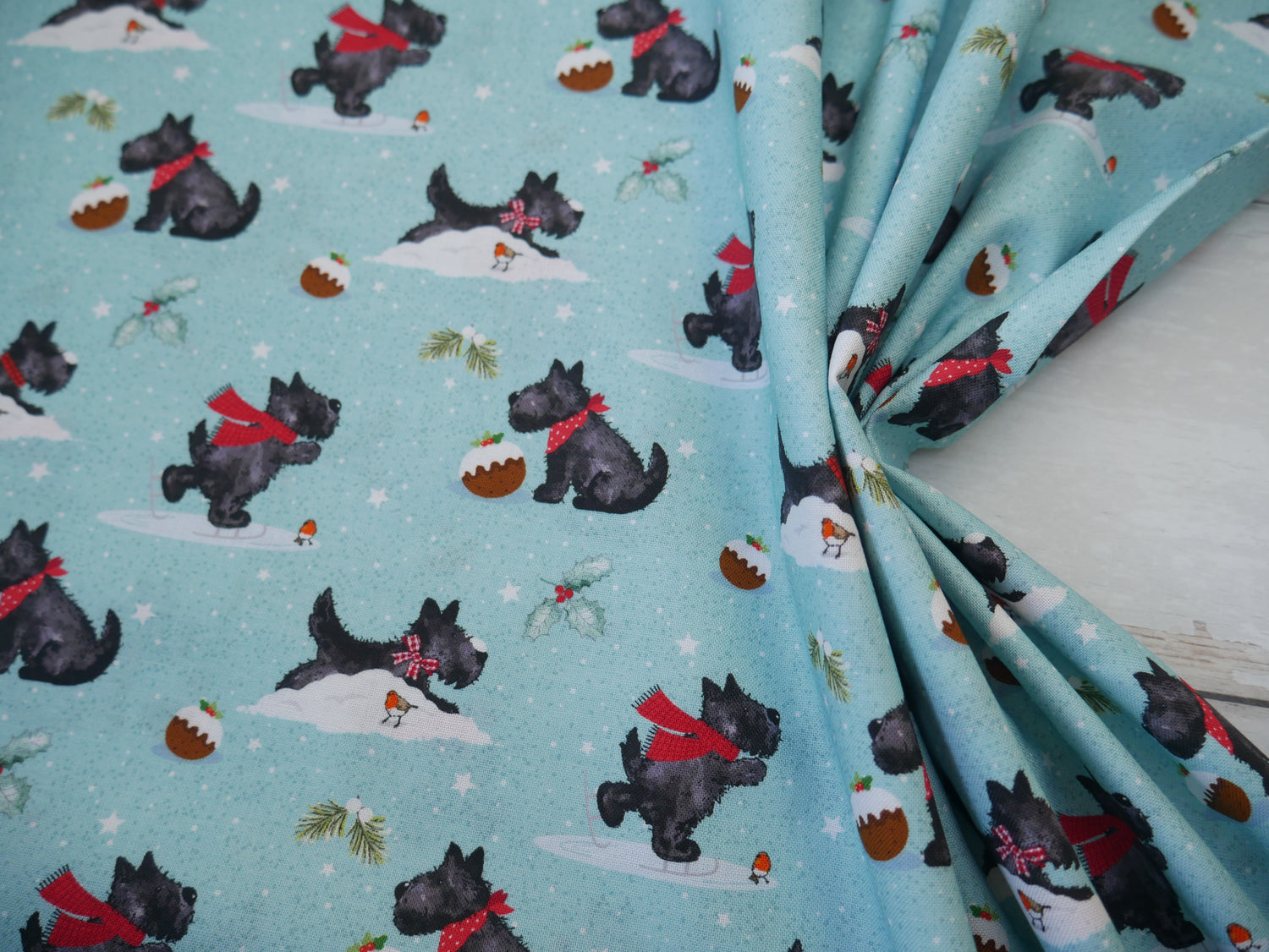Frosty Paws Printed Cotton, Scottie Fun, £8.40 p/m-Cotton Fabric-Flying Bobbins Haberdashery