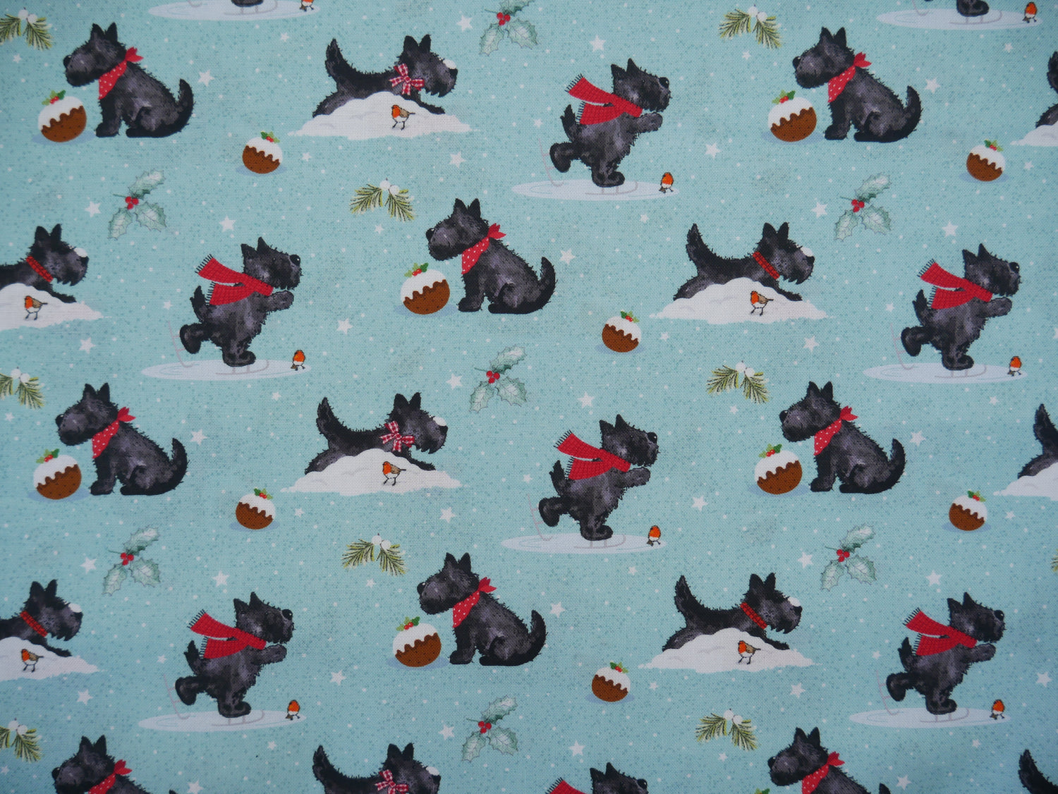 Frosty Paws Printed Cotton, Scottie Fun, £8.40 p/m-Cotton Fabric-Flying Bobbins Haberdashery