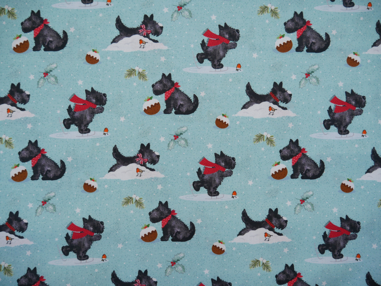 Frosty Paws Printed Cotton, Scottie Fun, £8.40 p/m-Cotton Fabric-Flying Bobbins Haberdashery