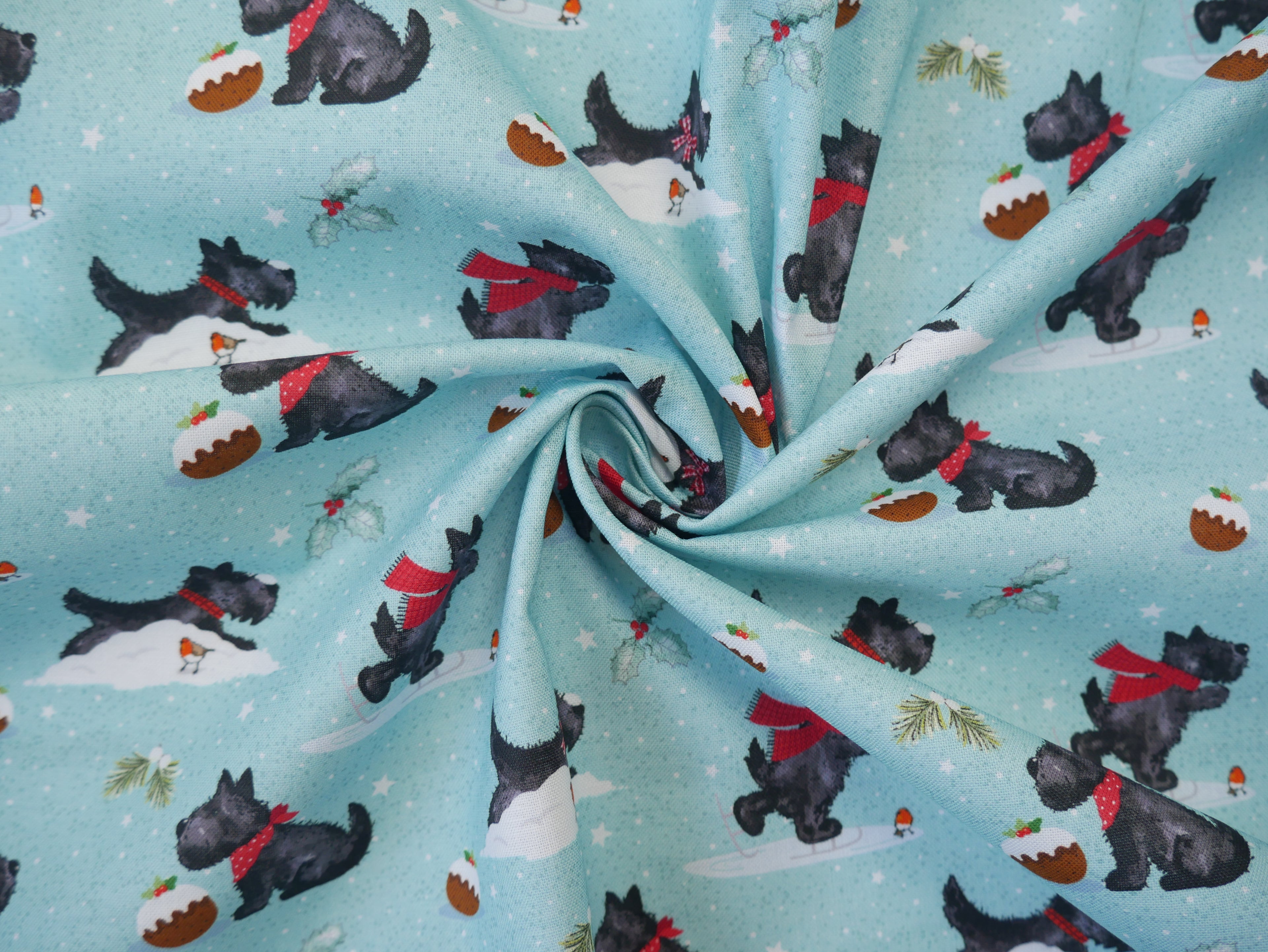 Frosty Paws Printed Cotton, Scottie Fun, £8.40 p/m-Cotton Fabric-Flying Bobbins Haberdashery