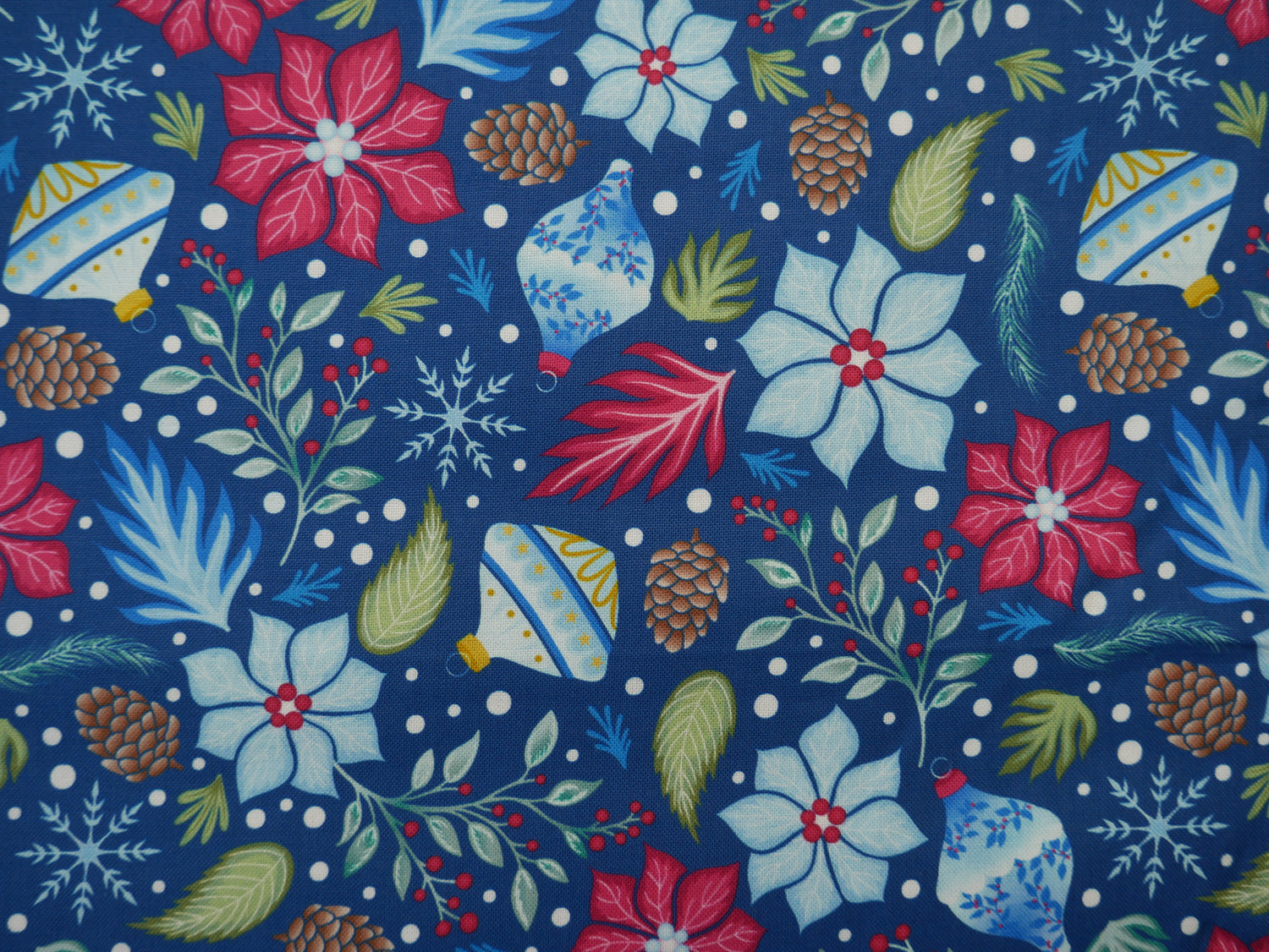 Jewelled Christmas Printed Cotton, Seasonal Magic, £7.50 P/m-Cotton Fabric-Flying Bobbins Haberdashery