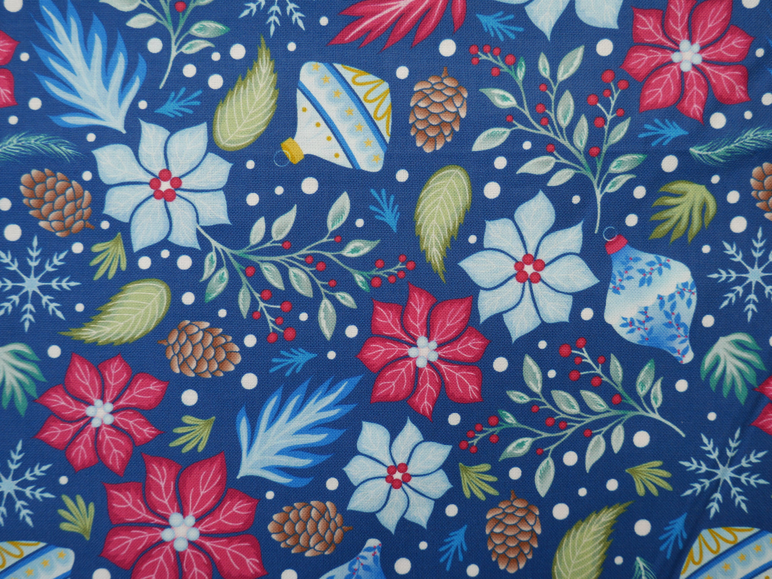 Jewelled Christmas Printed Cotton, Seasonal Magic, £7.50 P/m-Cotton Fabric-Flying Bobbins Haberdashery