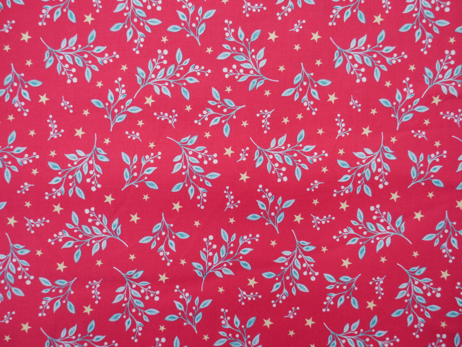 Jewelled Christmas Printed Cotton, Berry Mistletoe, £7.50 p/m-Cotton Fabric-Flying Bobbins Haberdashery