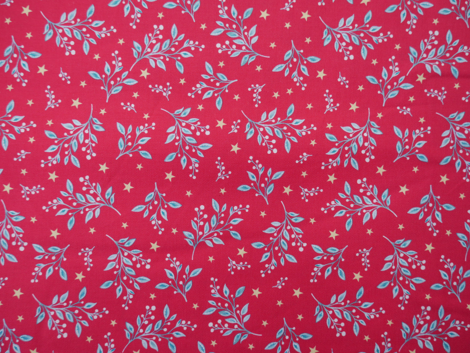 Jewelled Christmas Printed Cotton, Berry Mistletoe, £7.50 p/m-Cotton Fabric-Flying Bobbins Haberdashery