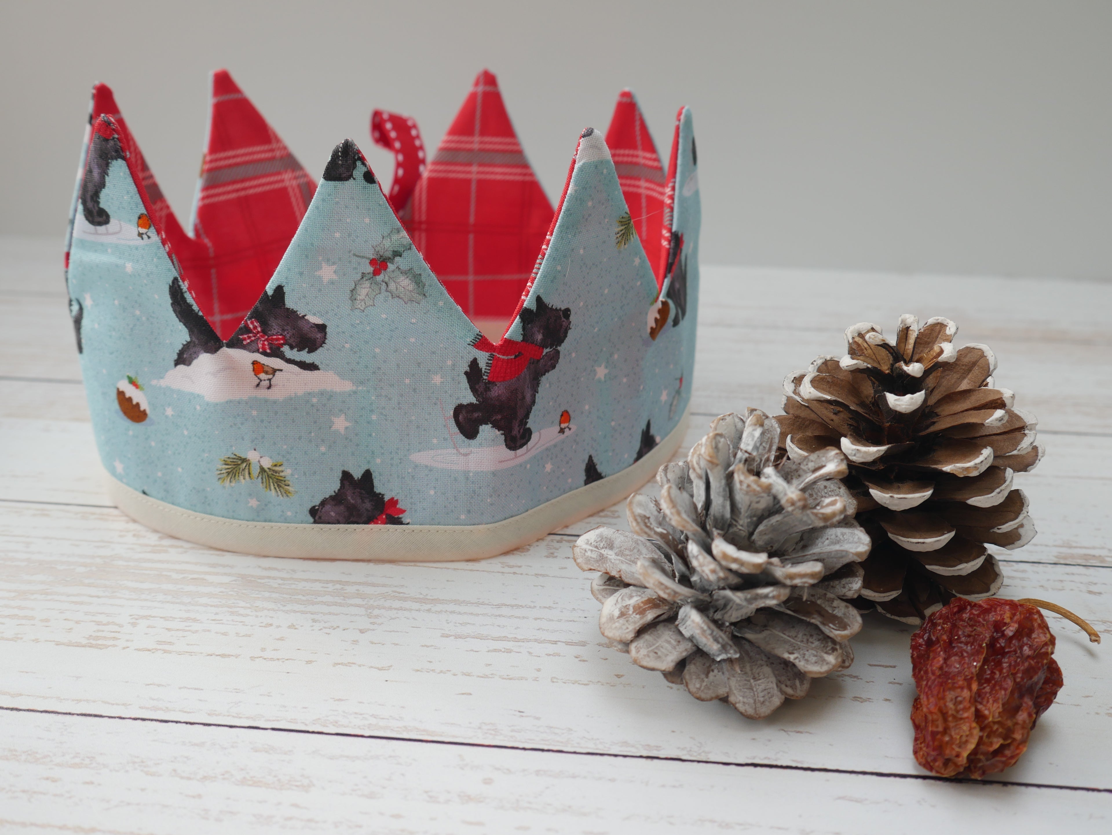 Reversible Fabric Crowns Kit - Scottie Dogs (x4)-PDF Download-Flying Bobbins Haberdashery
