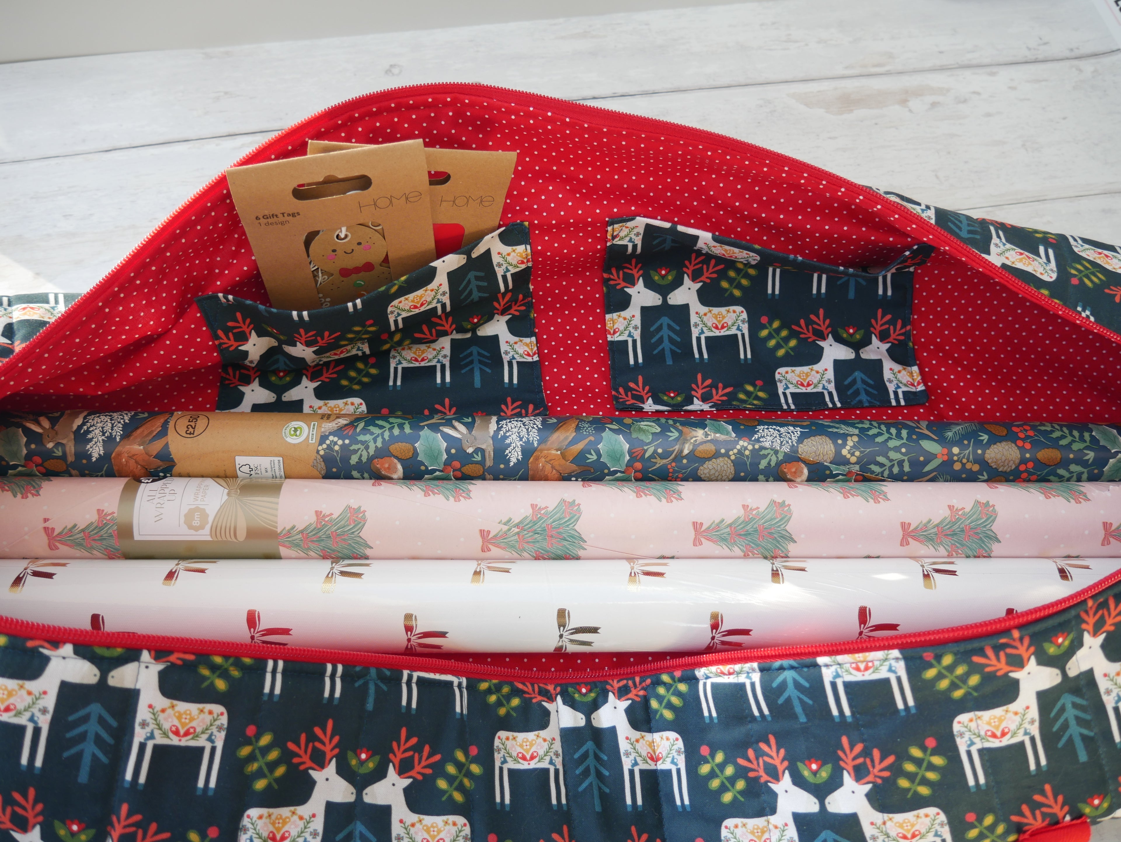 Gift Wrap Caddy Sewing Kit - Reindeer-Sewing Kit-Flying Bobbins Haberdashery