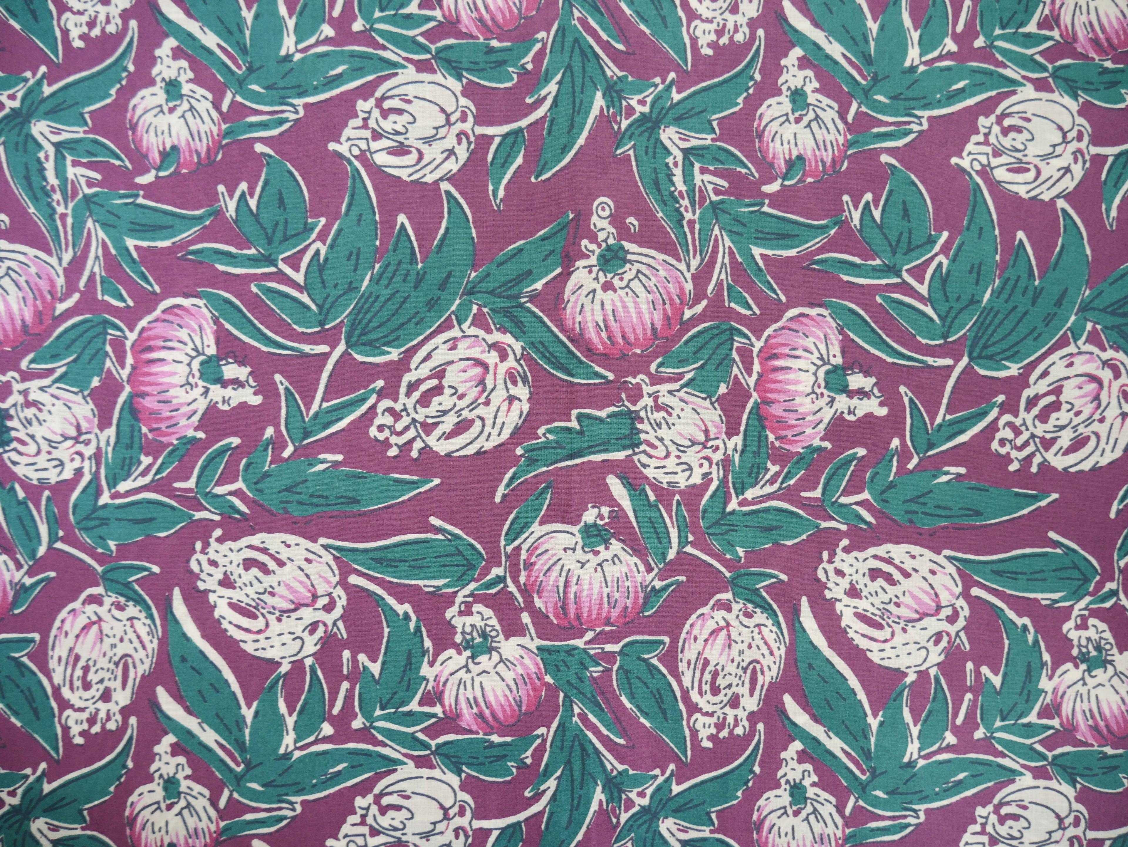 Handcrafted Cotton Block Printed Fabric - Floral-Cotton Fabric-Flying Bobbins Haberdashery