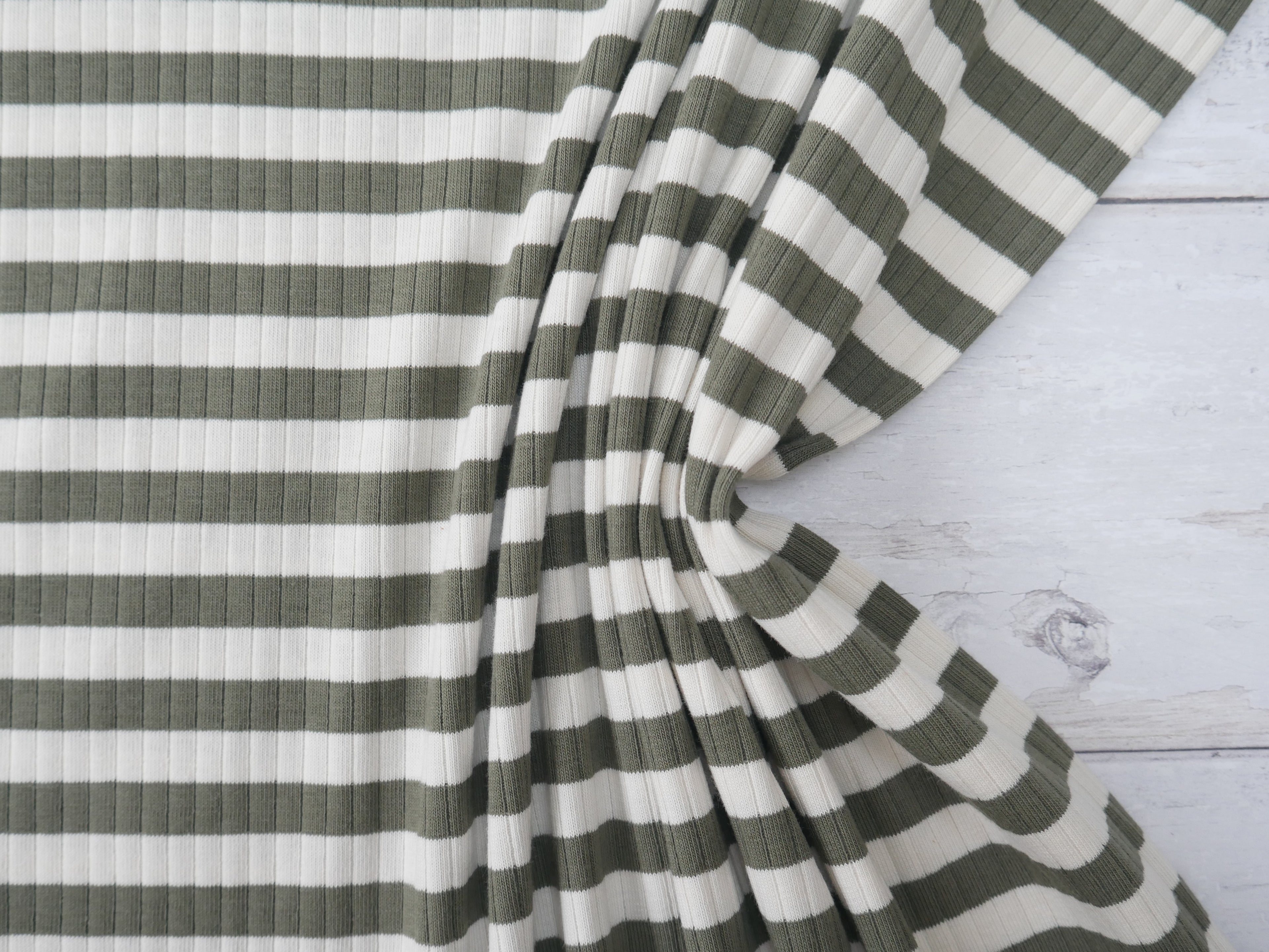 Yarn Dyed Rib Jersey in Dark Sage-Cotton Fabric-Flying Bobbins Haberdashery