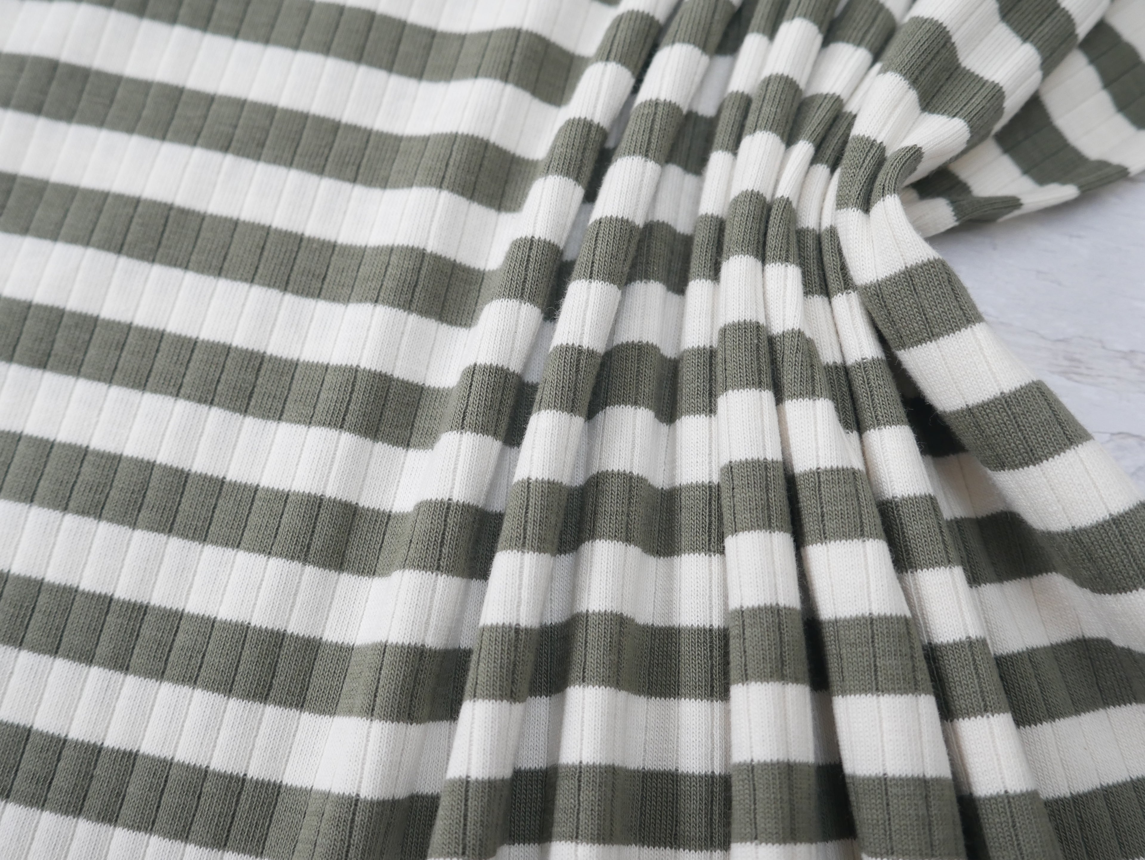 Yarn Dyed Rib Jersey in Dark Sage-Cotton Fabric-Flying Bobbins Haberdashery