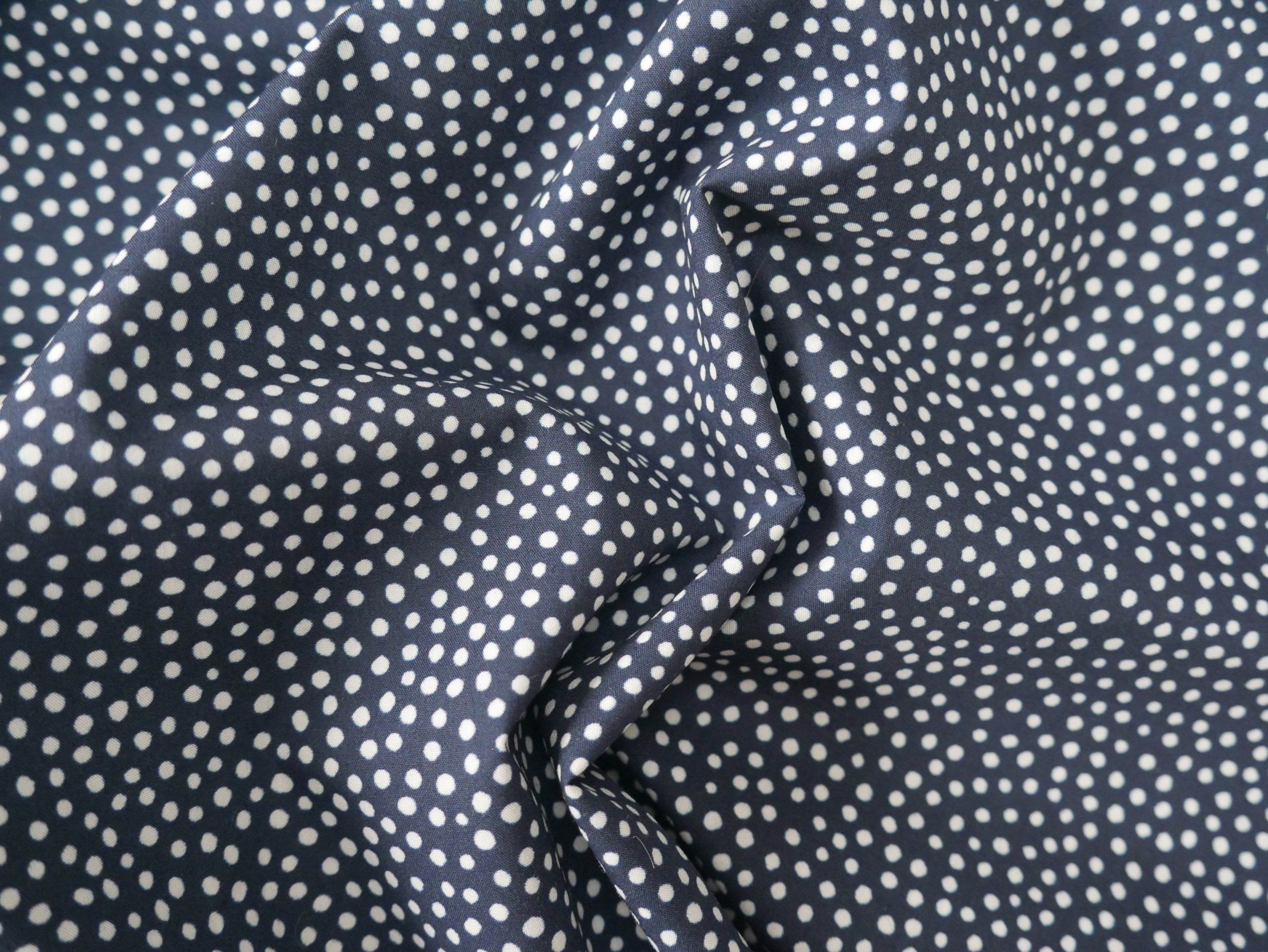 Lady McElroy Dotty About Dots Cotton Lawn in Navy-Viscose Challis-Flying Bobbins Haberdashery