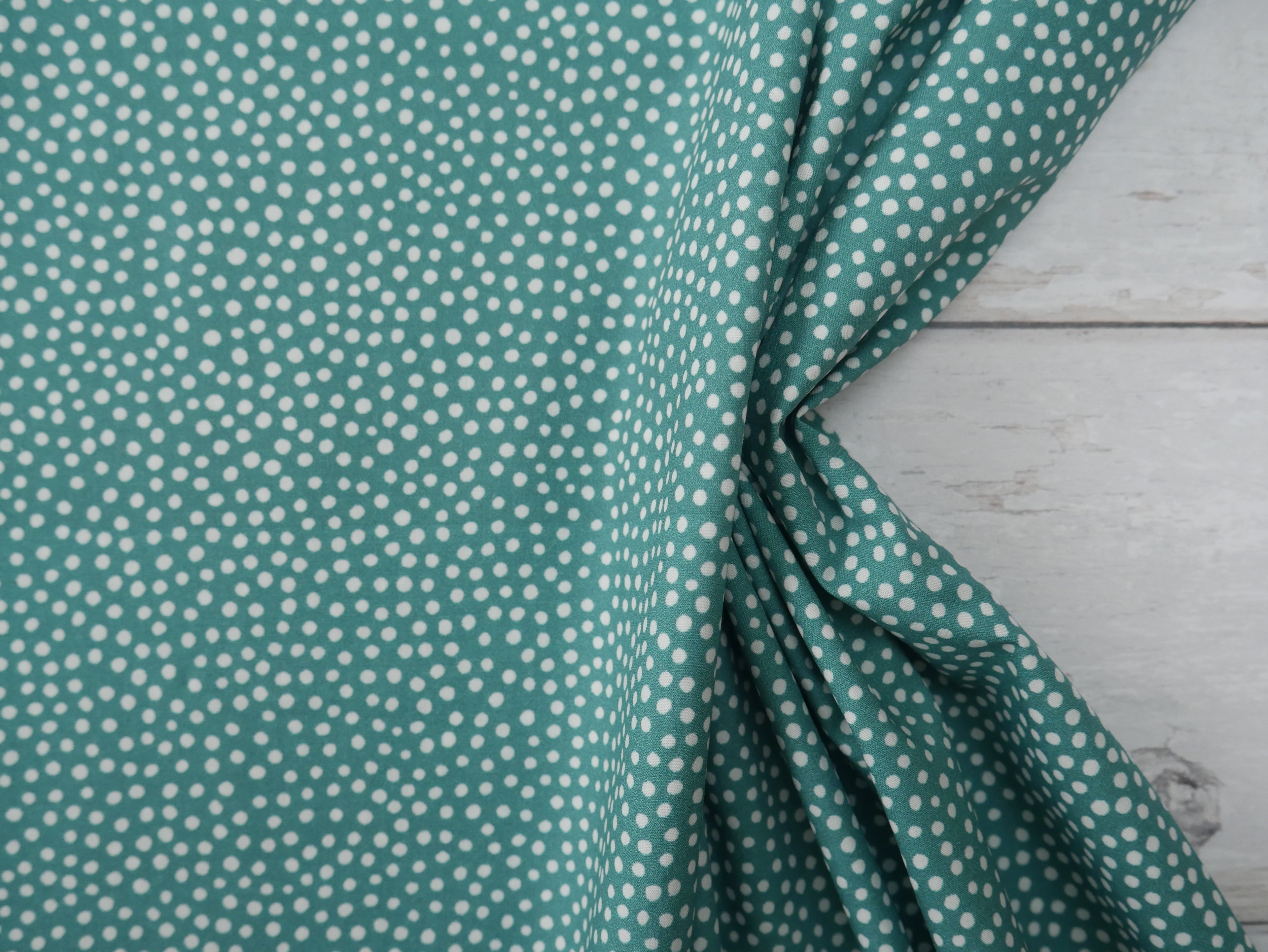 Lady McElroy Dotty About Dots Cotton Lawn in Fern Green-Viscose Challis-Flying Bobbins Haberdashery