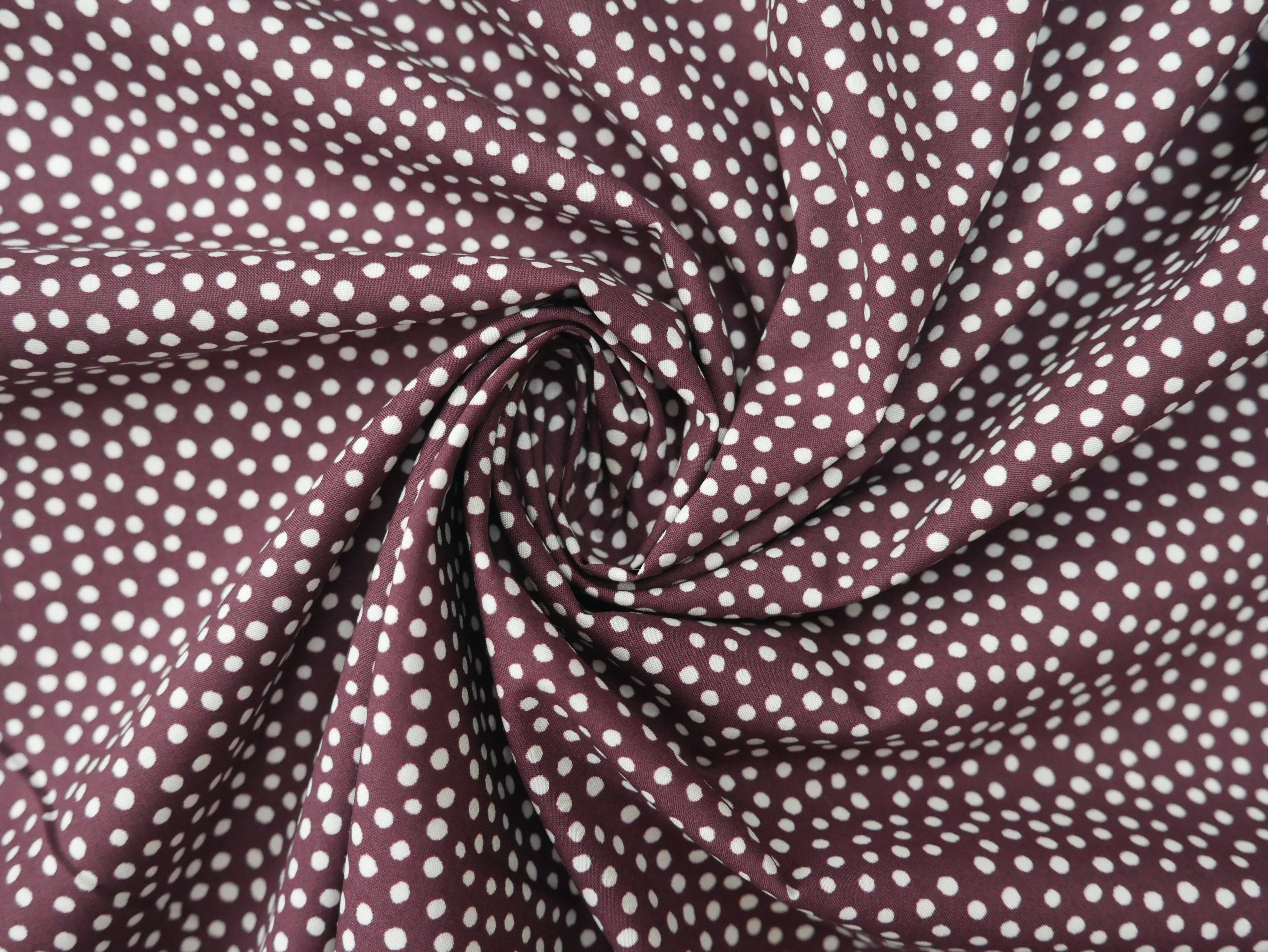 Lady McElroy Dotty About Dots Cotton Lawn in Claret-Viscose Challis-Flying Bobbins Haberdashery
