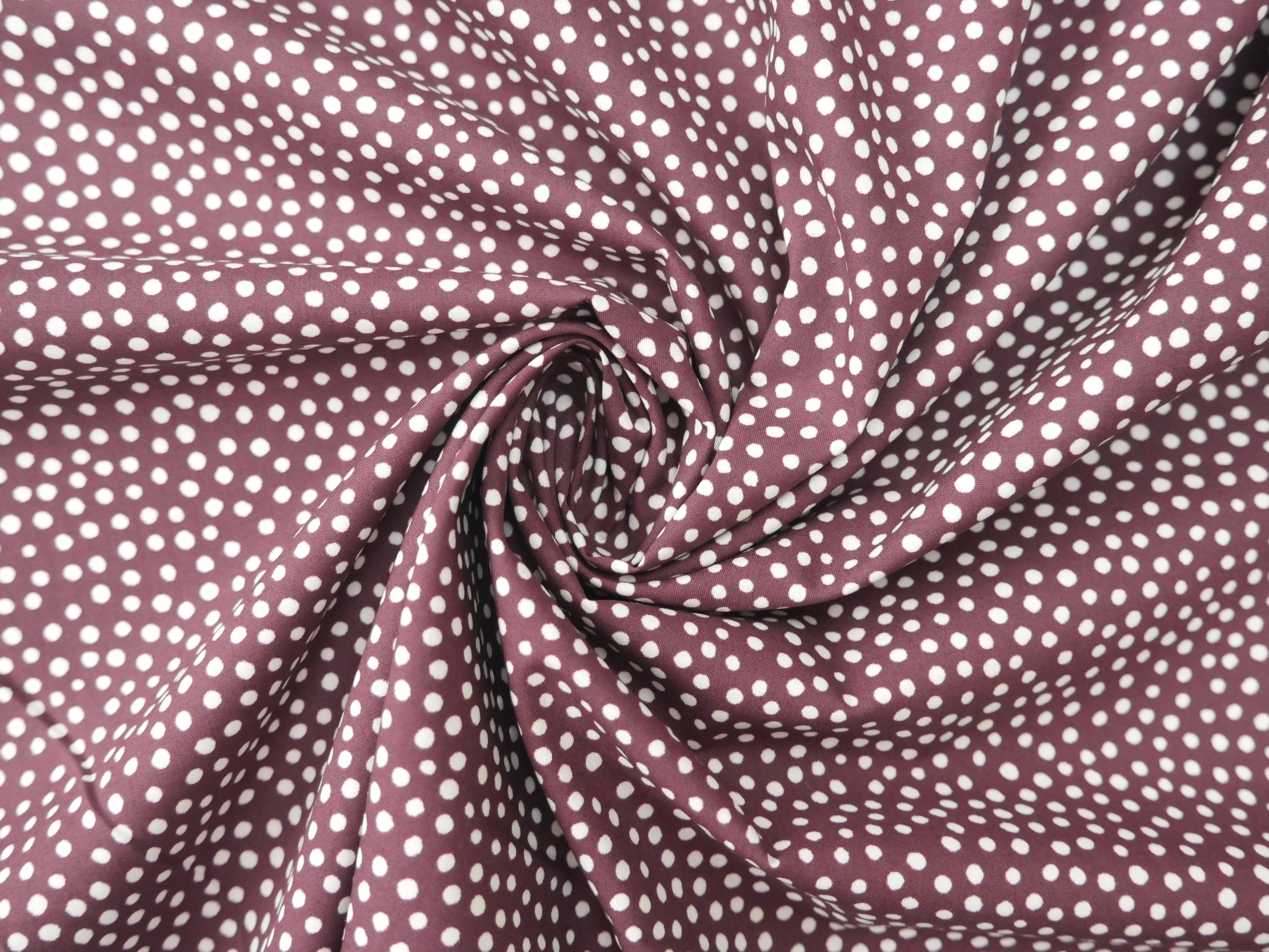 Lady McElroy Dotty About Dots Cotton Lawn in Claret-Viscose Challis-Flying Bobbins Haberdashery
