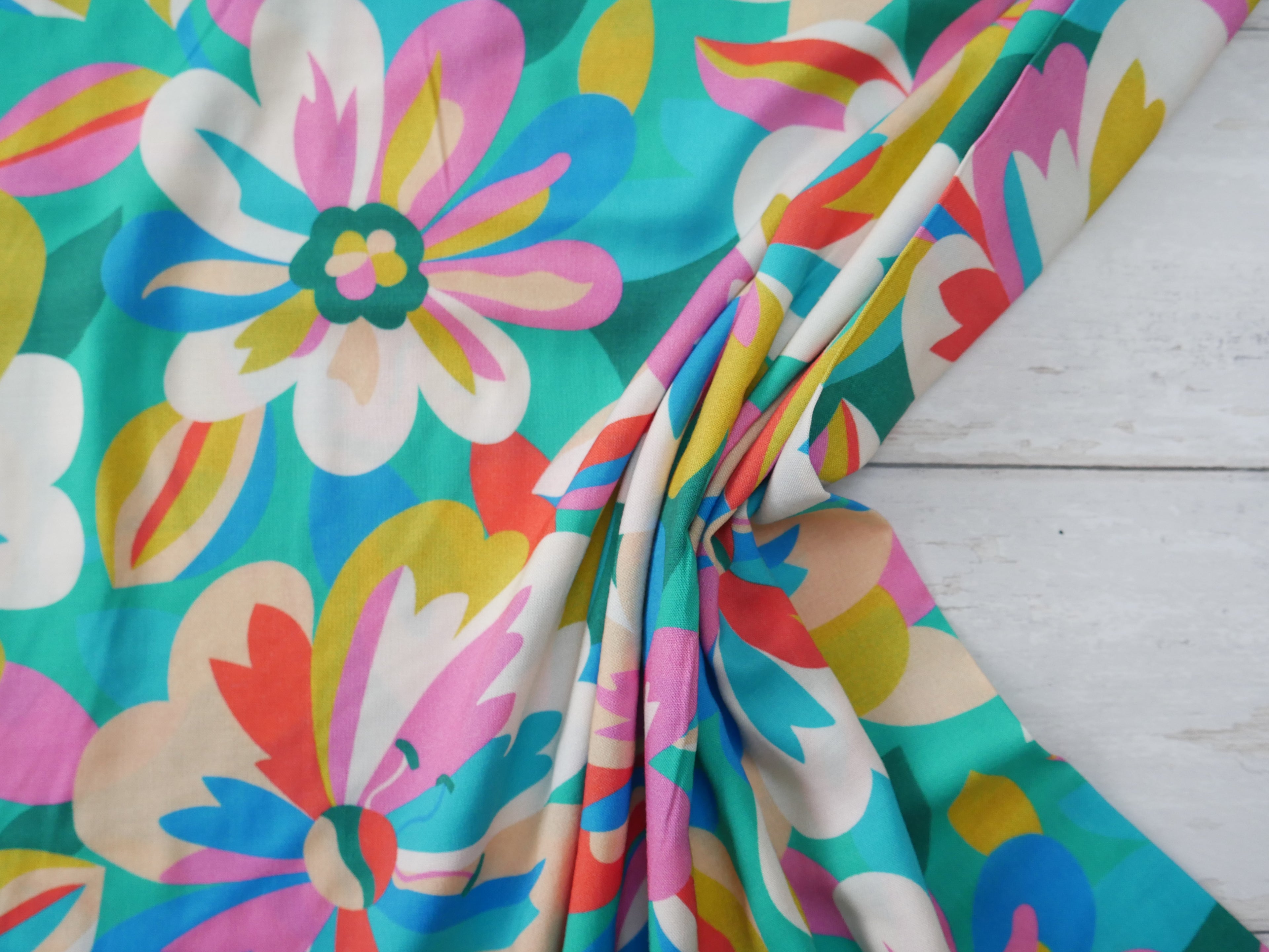 Dashwood Tapestry Floral Rayon in Green-Viscose Challis-Flying Bobbins Haberdashery