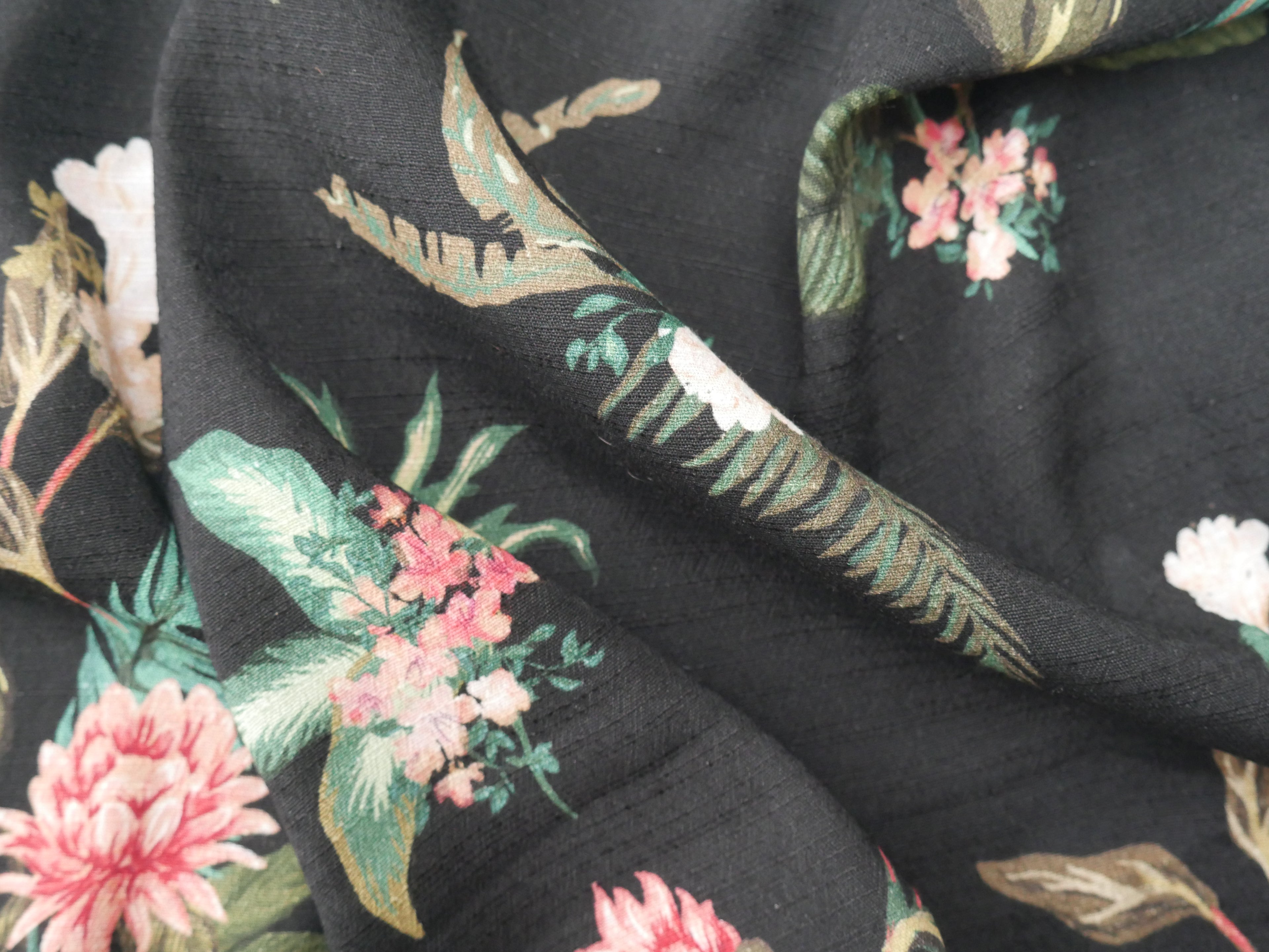 Lady McElroy Dame Fleur Linen-Look Crepe in Black-Viscose Crepe-Flying Bobbins Haberdashery