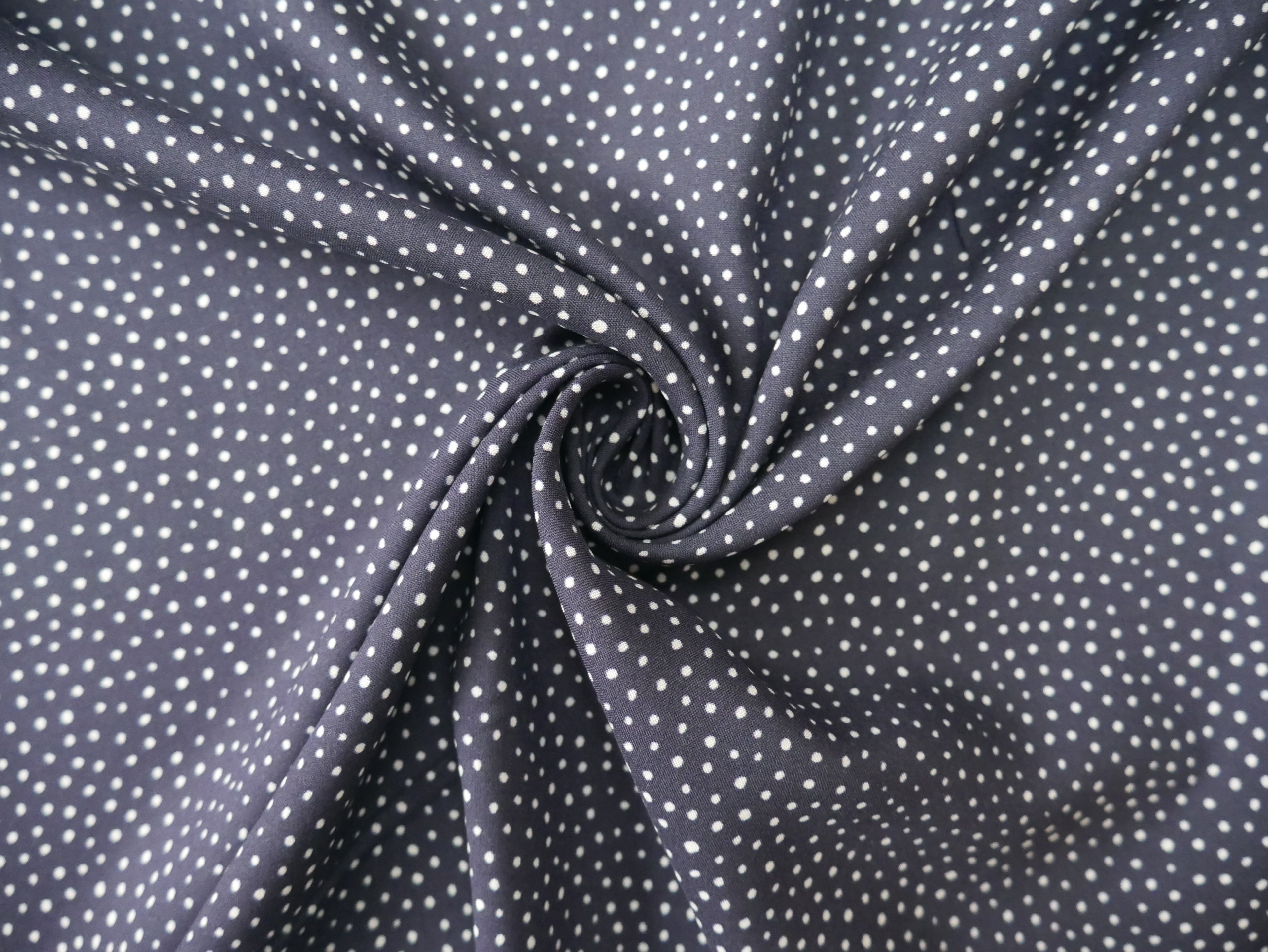 Lady McElroy Raining Dots Viscose Challis Lawn in Navy-Viscose Challis-Flying Bobbins Haberdashery