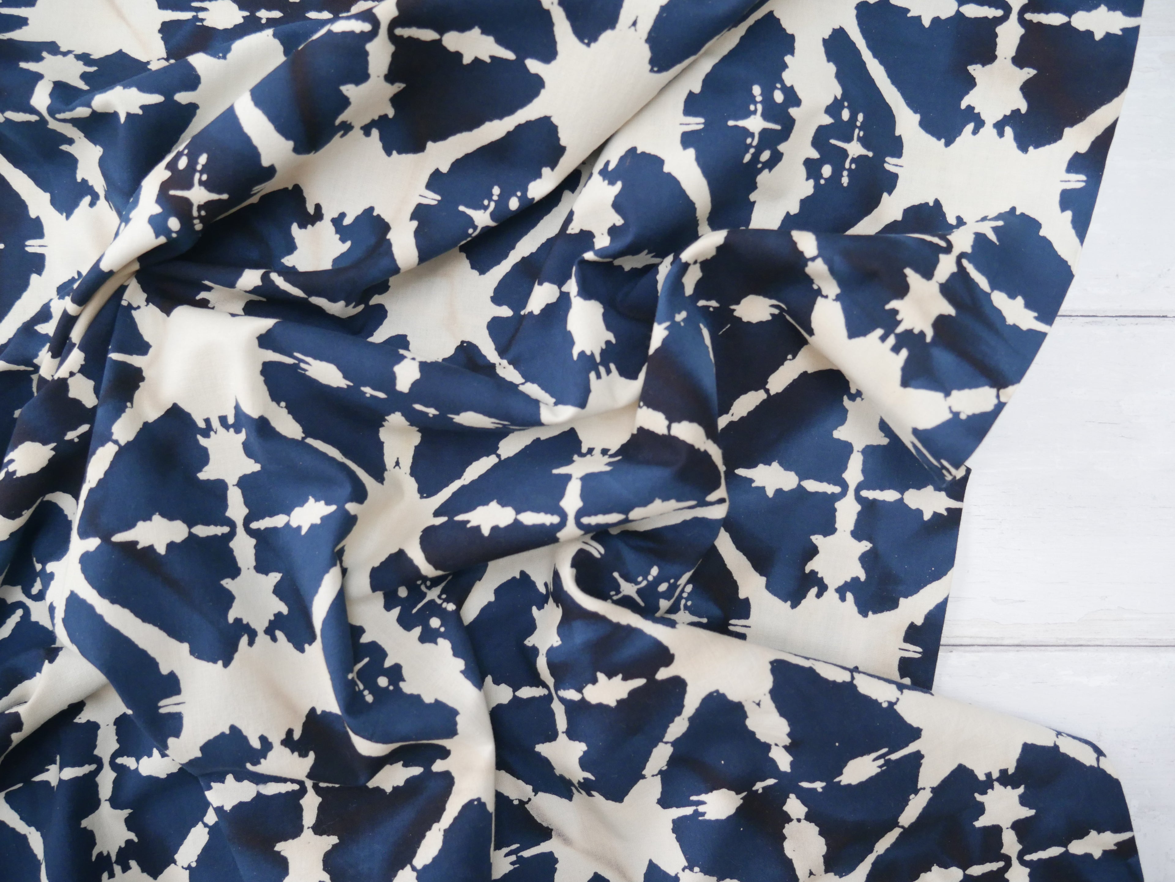 Handcrafted Batik Cotton in Indigo-Cotton Fabric-Flying Bobbins Haberdashery