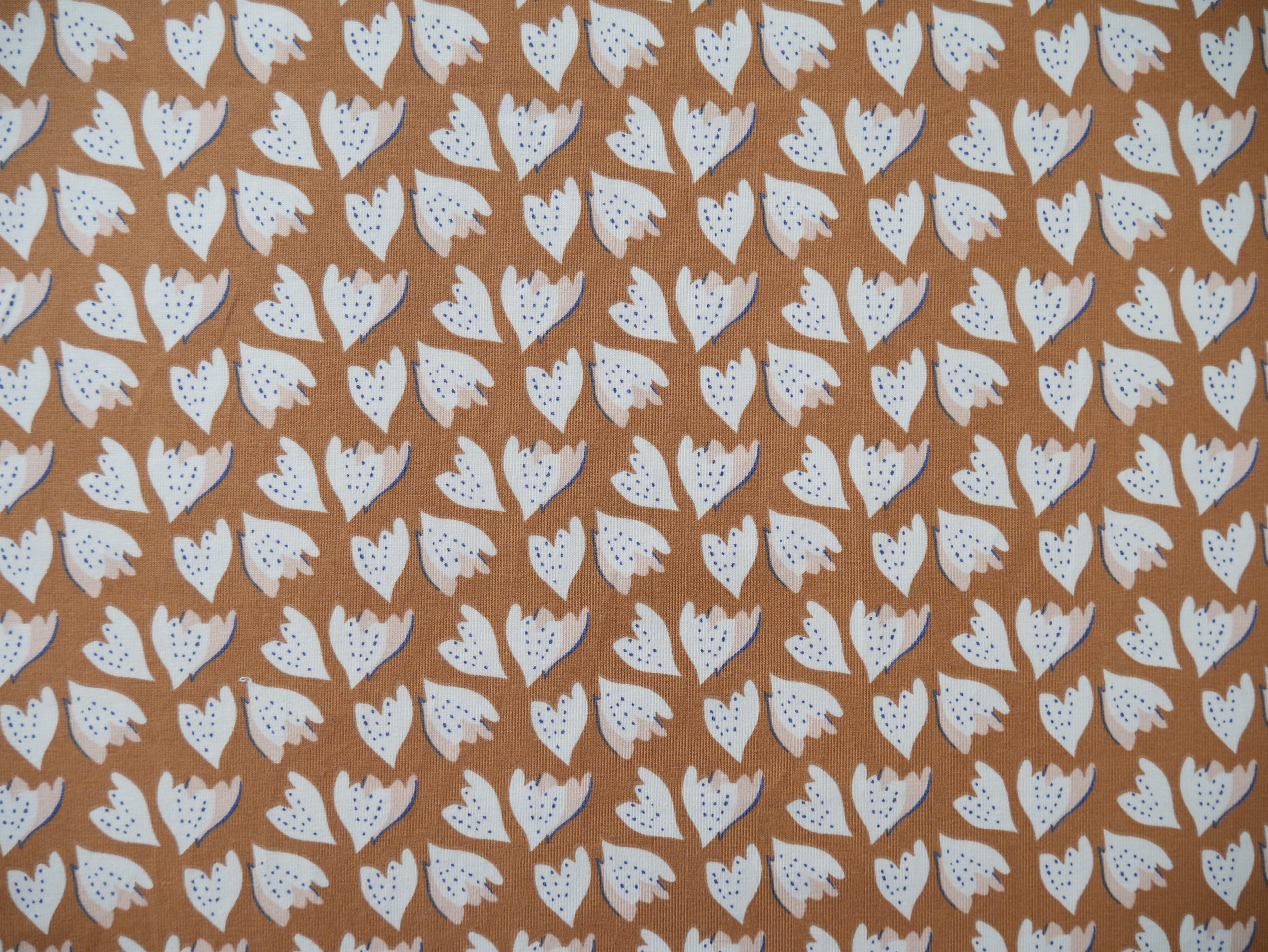 French Printed Cotton Jersey in Tan-Cotton Jersey-Flying Bobbins Haberdashery