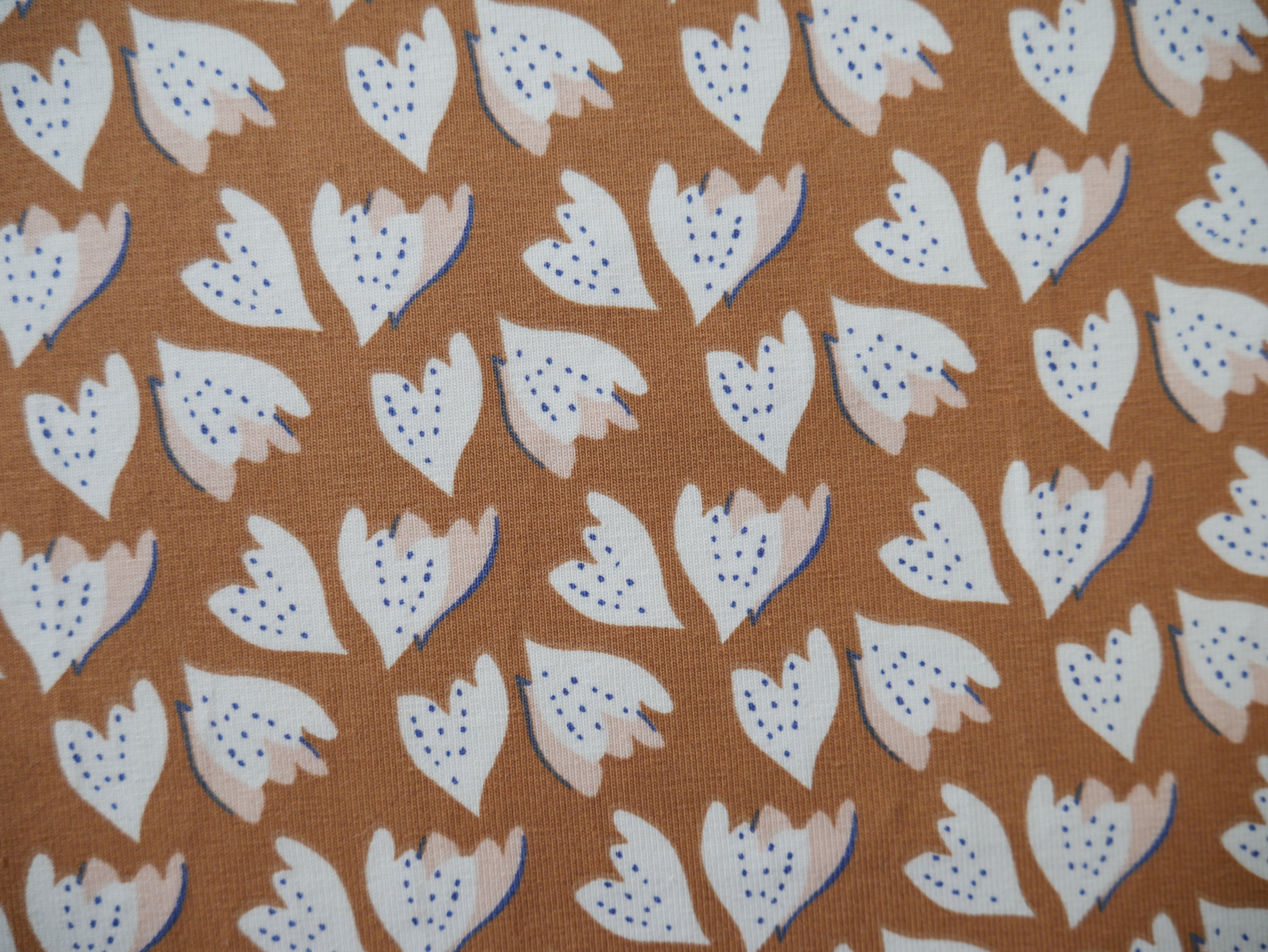 French Printed Cotton Jersey in Tan-Cotton Jersey-Flying Bobbins Haberdashery